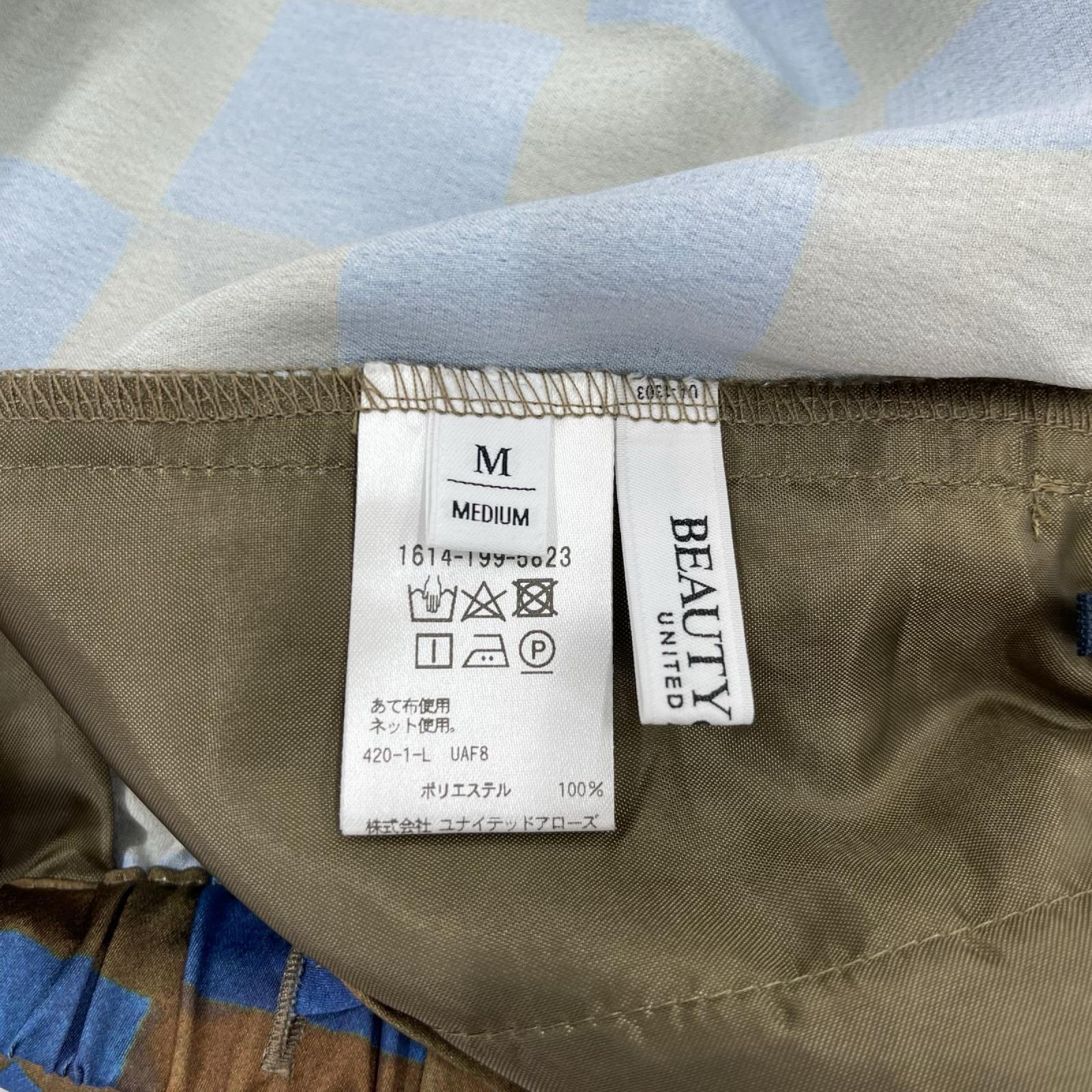 パンツ サテンポリ パネルチェックパンツ M KHK M ブラウン
