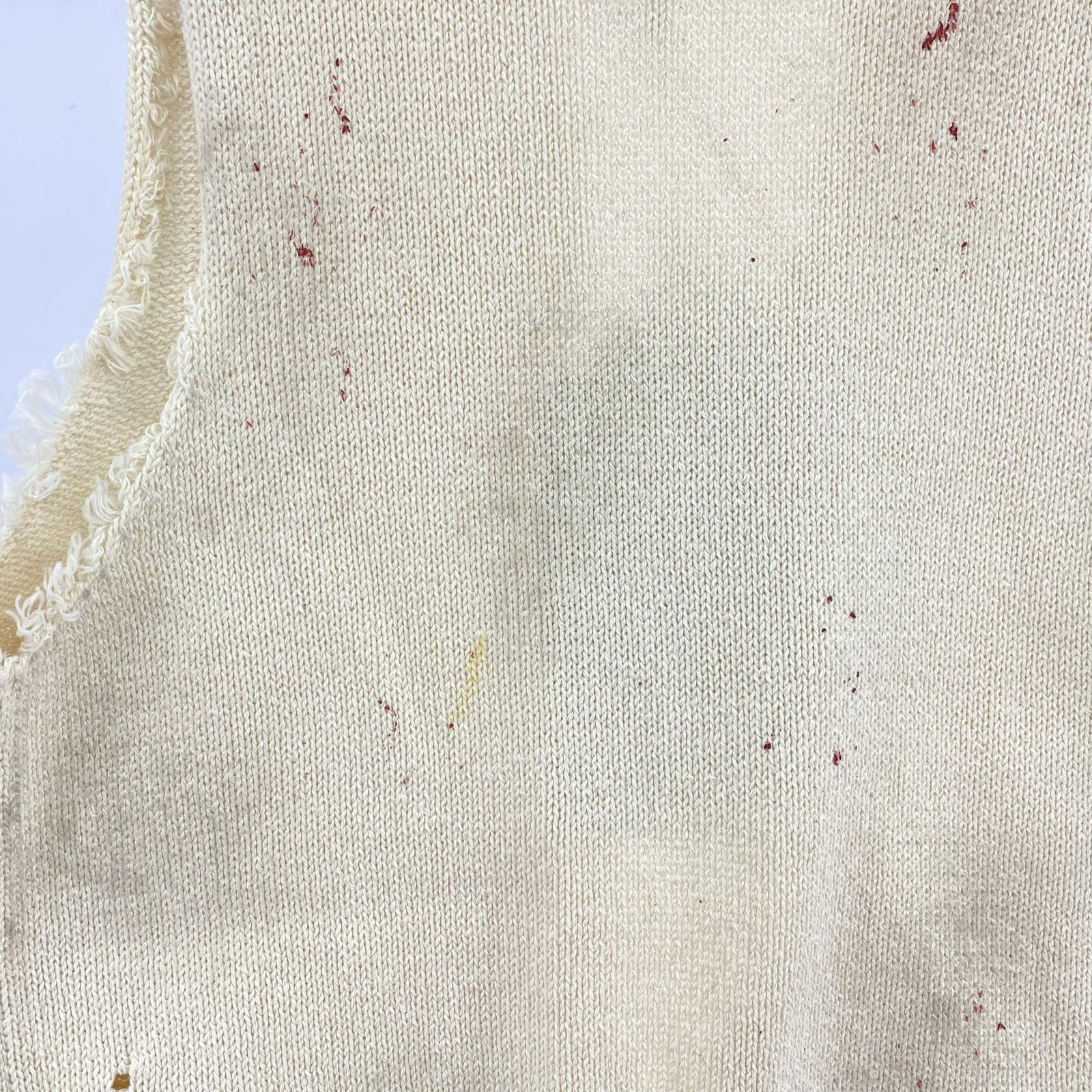 ニット ダメージ加工 ニットジレ アイボリー (M) M