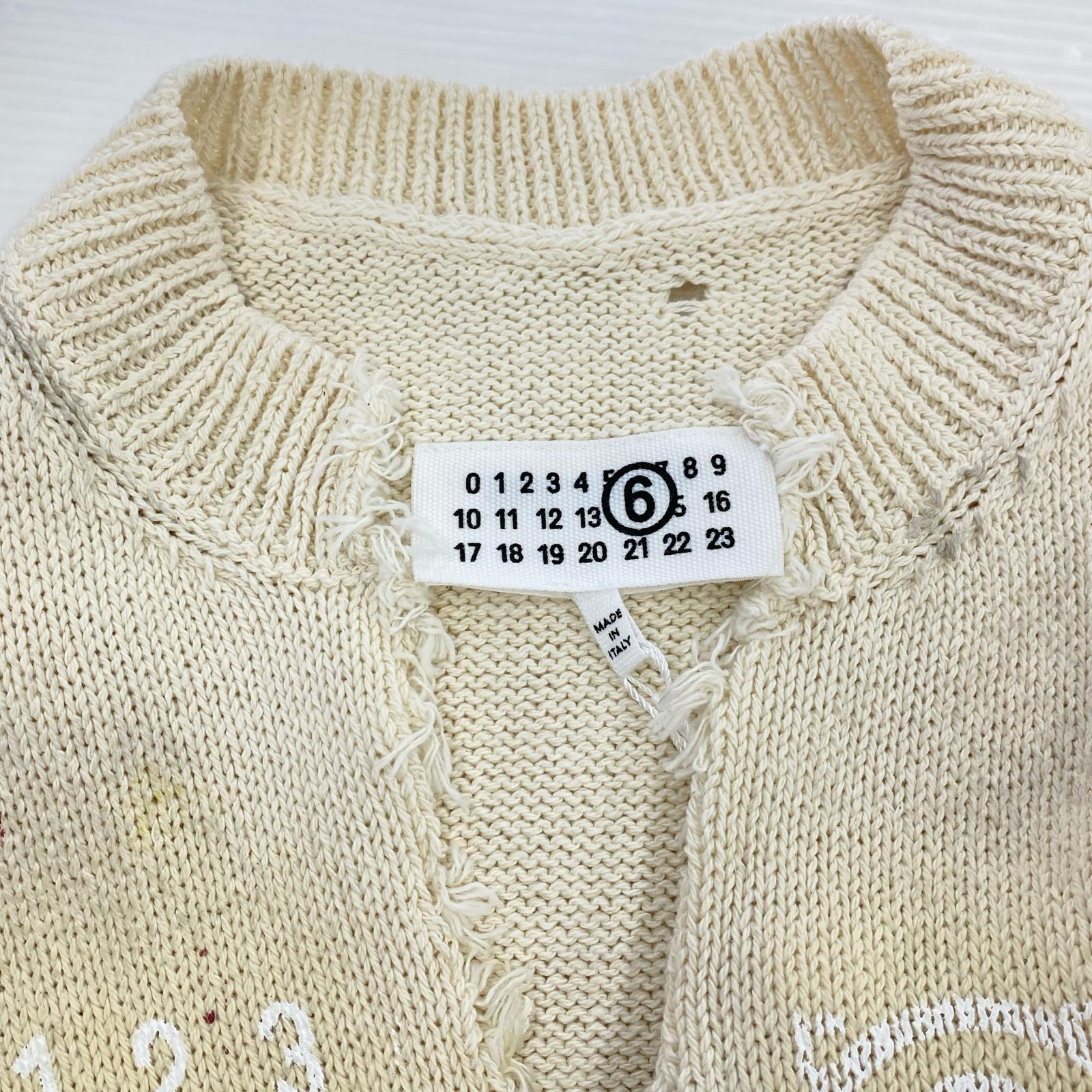 ニット ダメージ加工 ニットジレ アイボリー (M) M