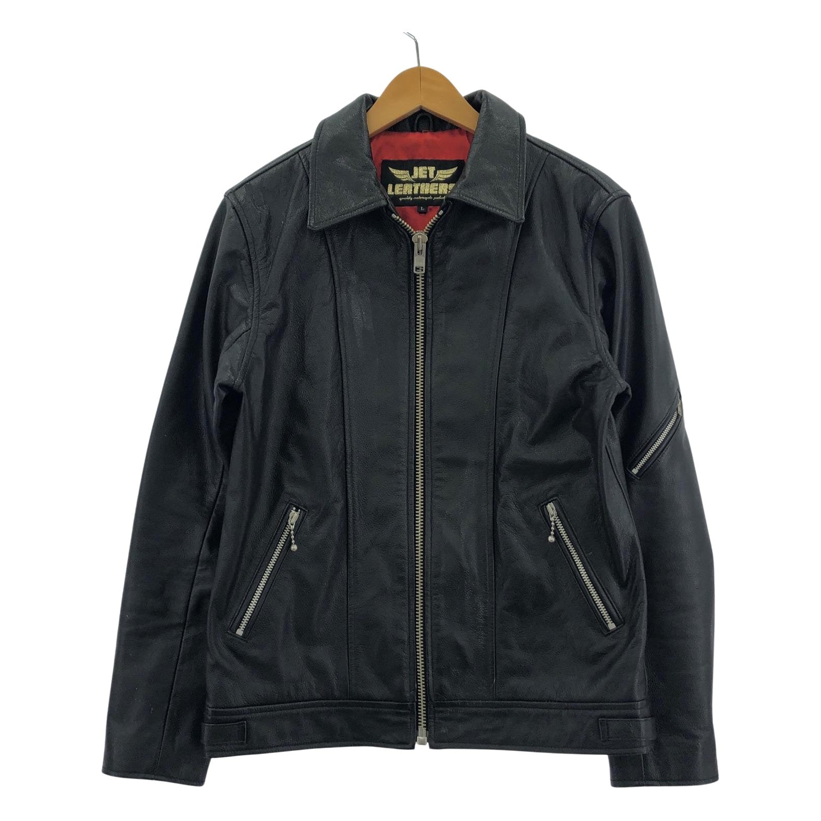 レザージャケット SPERANZA JET LEATHERS シングルライダース 黒 (L) L ブラック