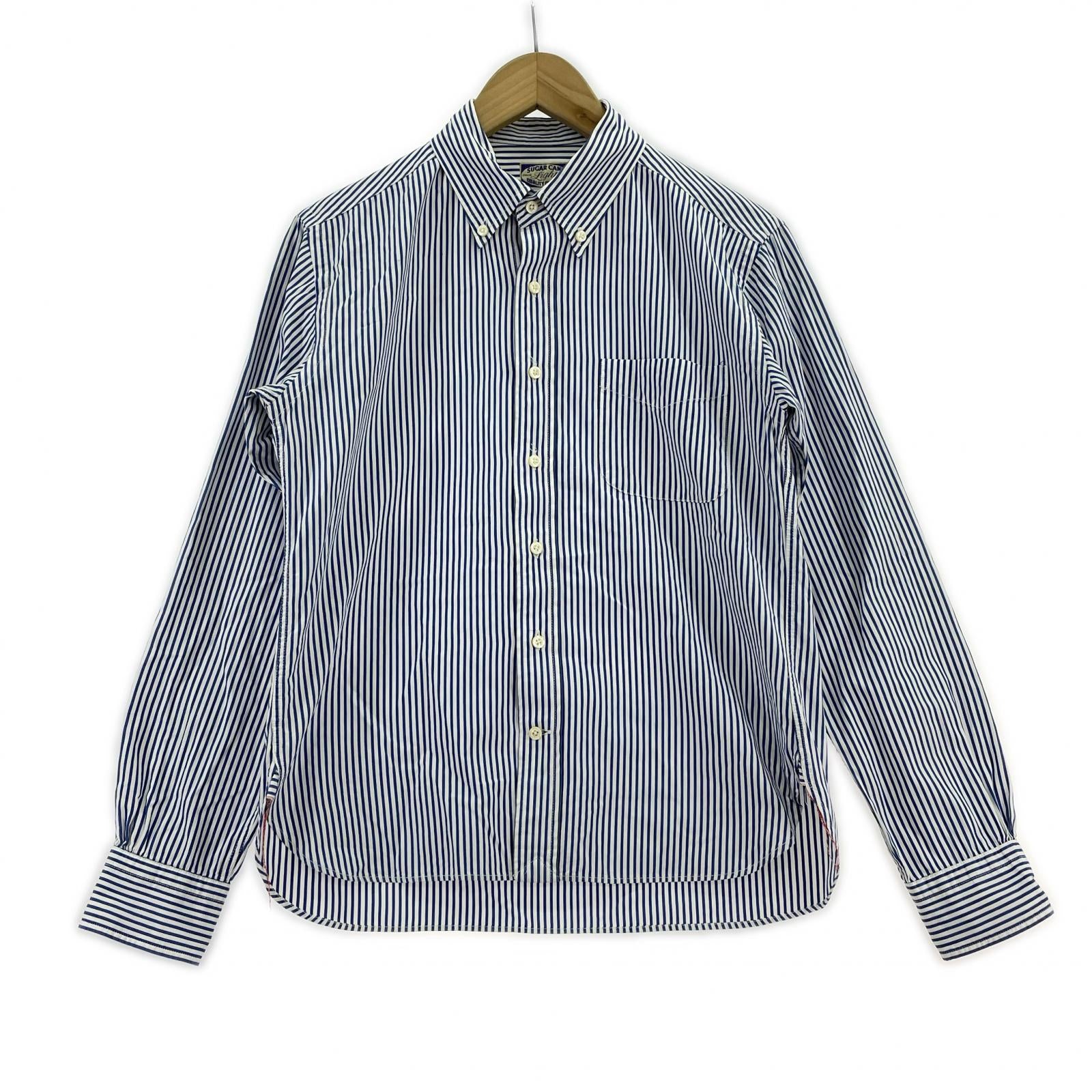 長袖シャツ SUGAR CANE ストライプシャツ 白×青 (S) S