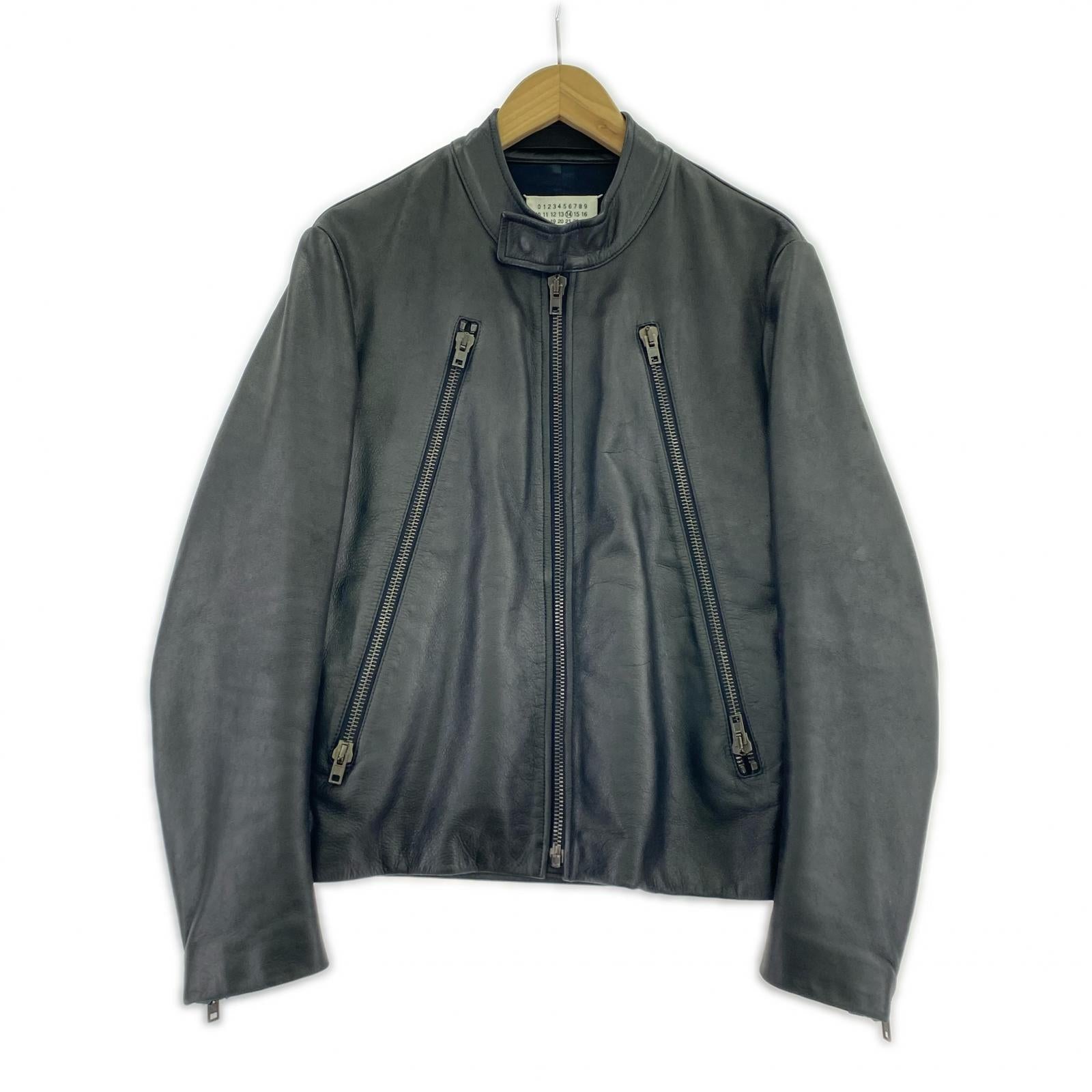レザージャケット 13SS 5 ZIP RIDERS JACKET ハの字 44 44 ブラック