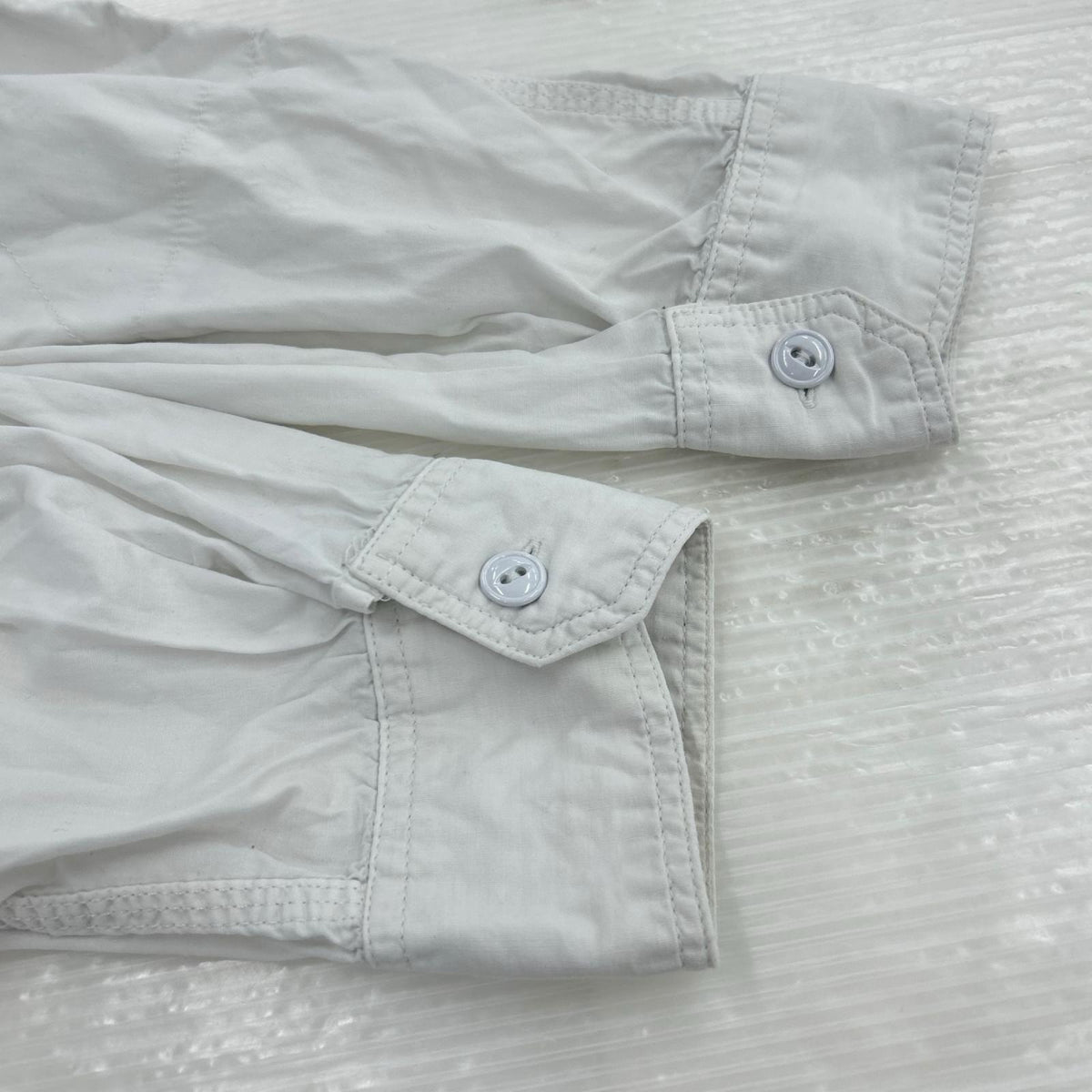 長袖シャツ USA製 ﾀﾞﾌﾞﾙﾎﾟｹｯﾄ 白 (M) M ホワイト