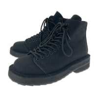 スニーカー COTTON CANVAS LACE-UP BIKER BOOTS 01 1 ブラック