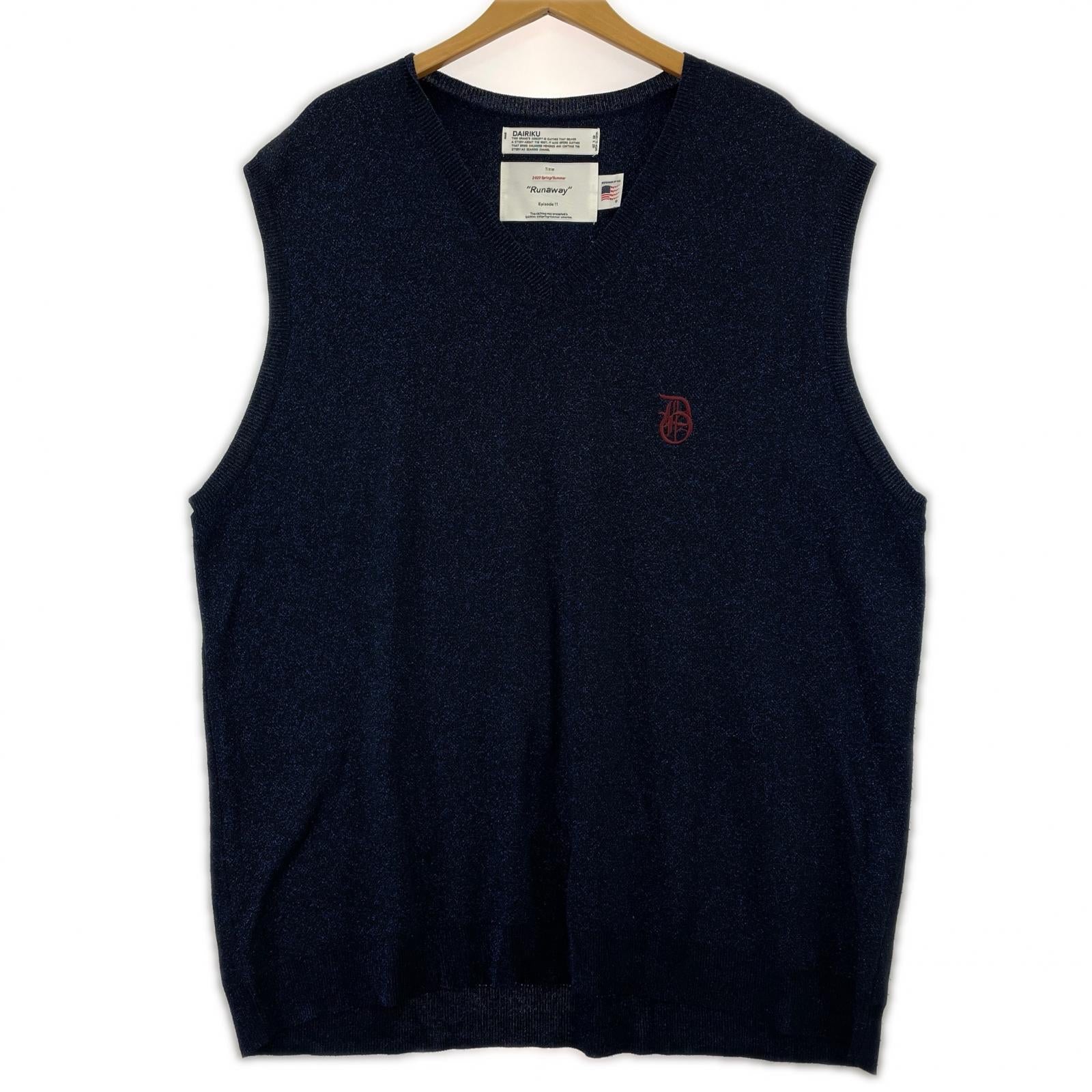 その他アウター 23SS OVERSIZED LAME KNIT VEST ネイビー