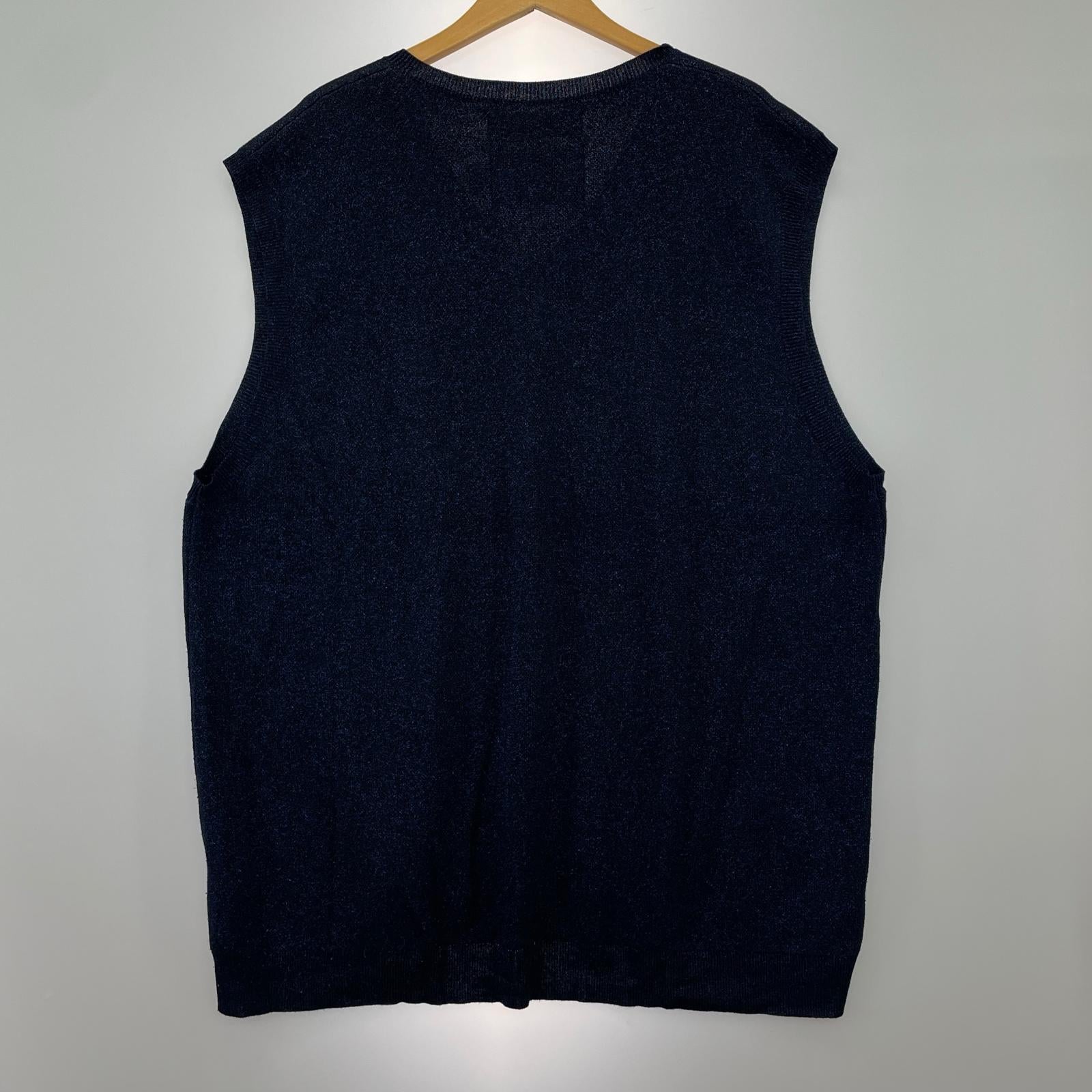 その他アウター 23SS OVERSIZED LAME KNIT VEST ネイビー