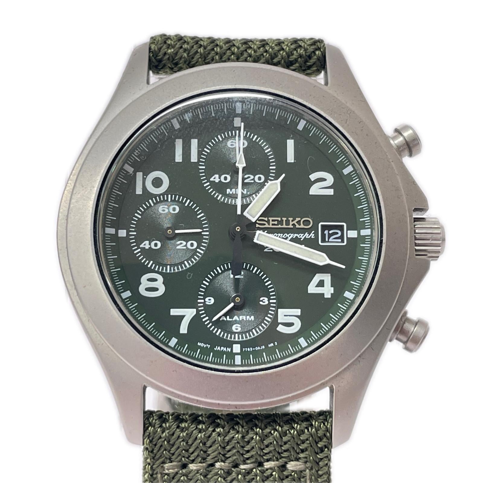 腕時計 SEIKO 7T62-0AH0 2004 クロノグラフ 腕時計 QZ カーキ カーキ
