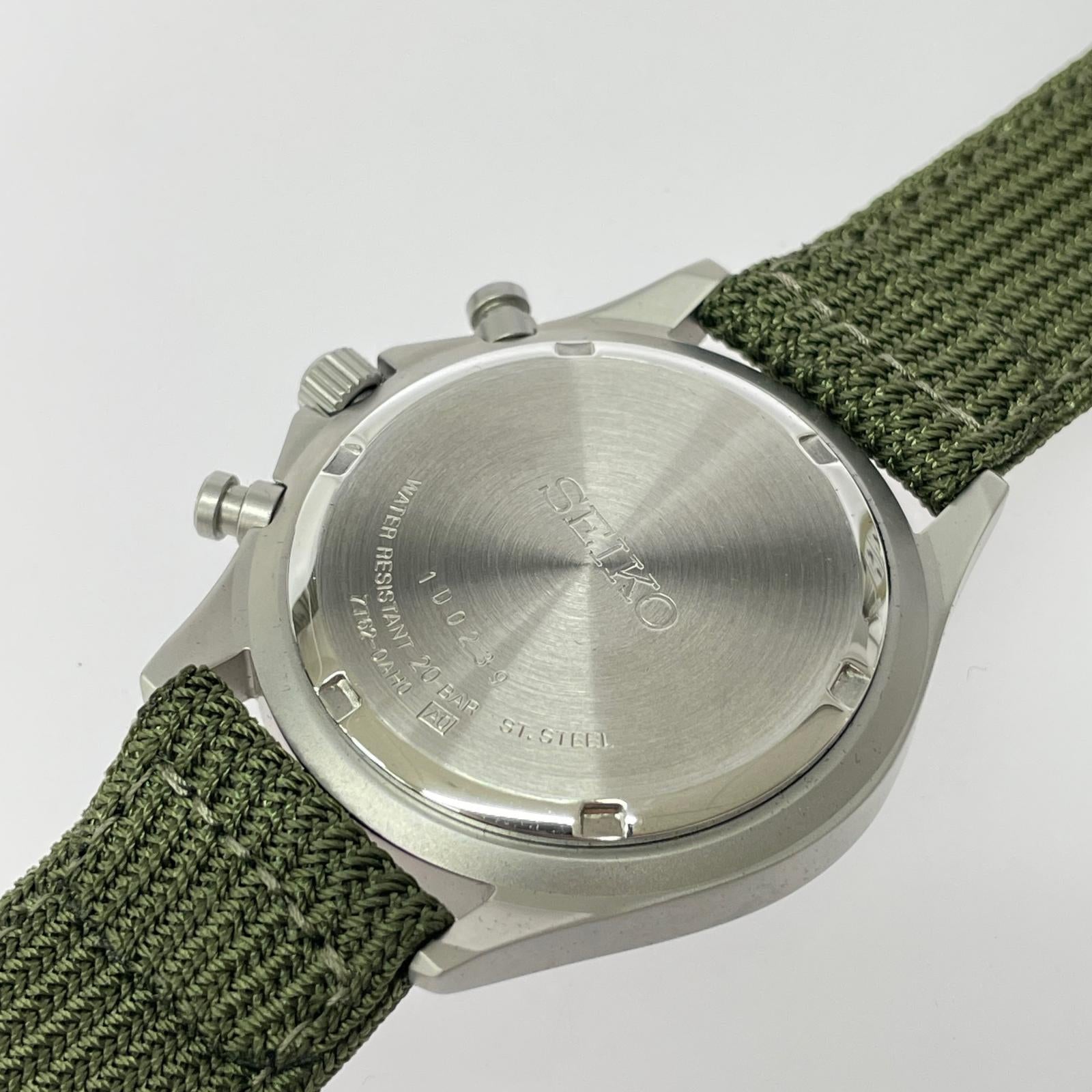 腕時計 SEIKO 7T62-0AH0 2004 クロノグラフ 腕時計 QZ カーキ カーキ