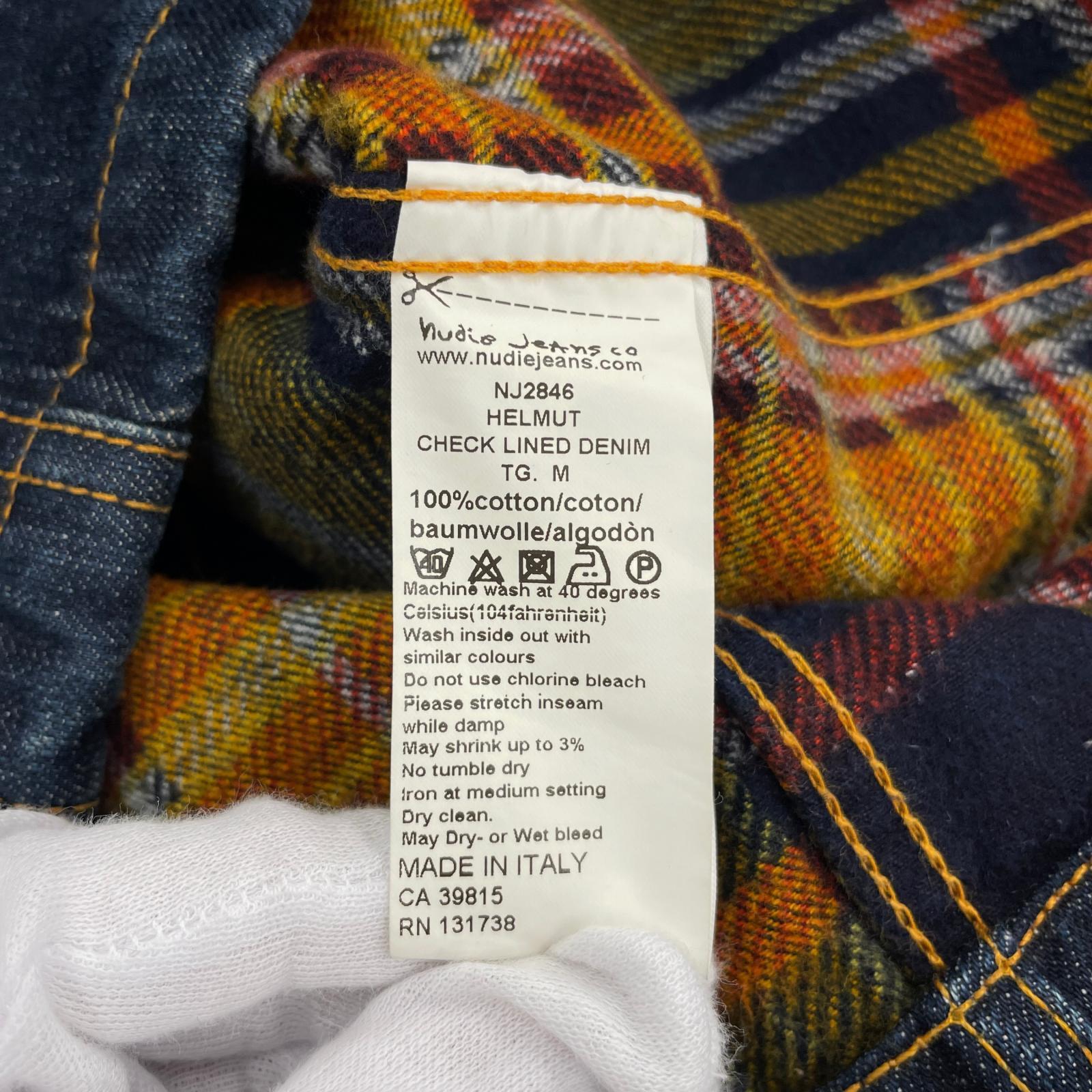 デニムジャケット 裏地チェック M ネイビー