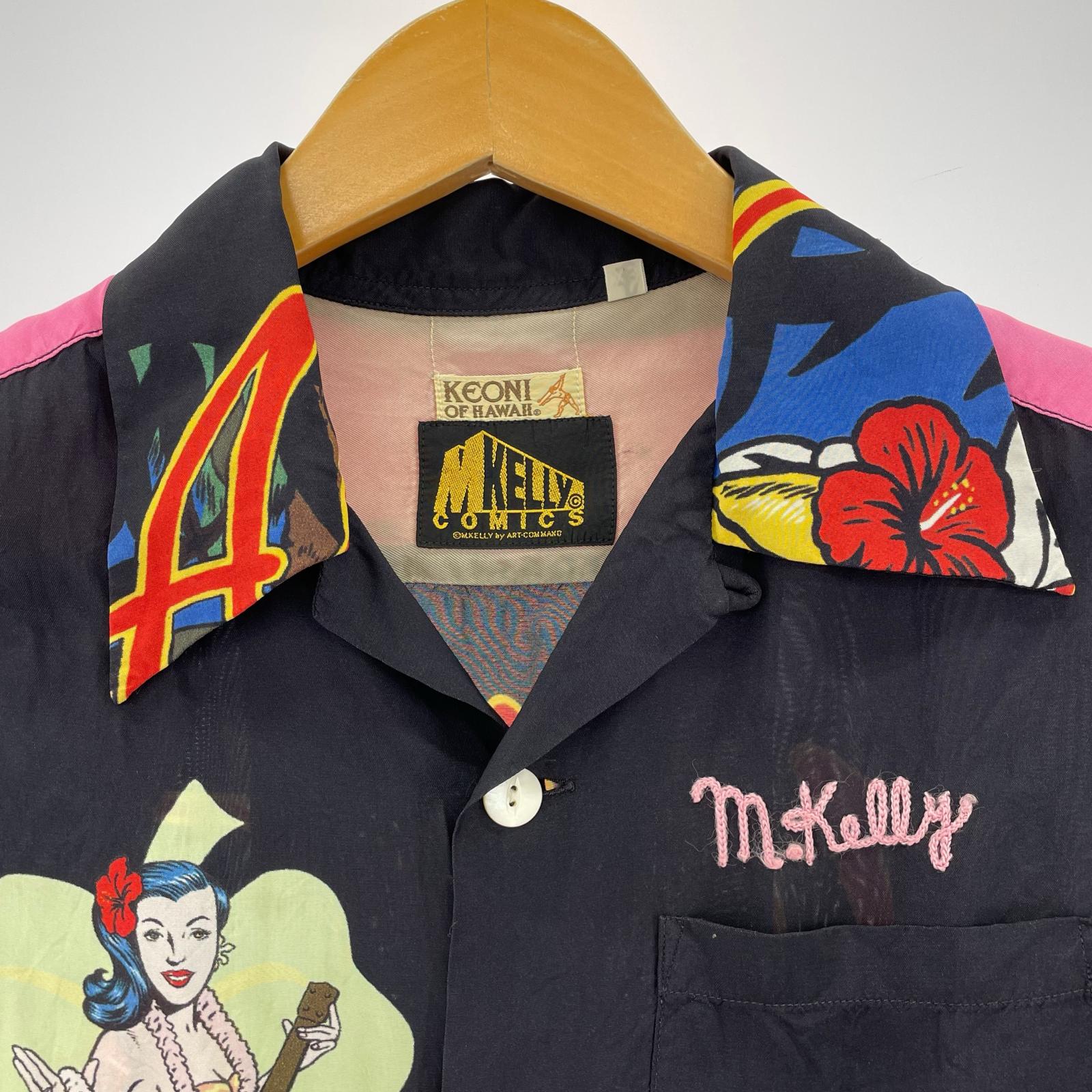 半袖シャツ KEONI OF HAWAII SHIRTS アロハシャツ ブラック ブラック