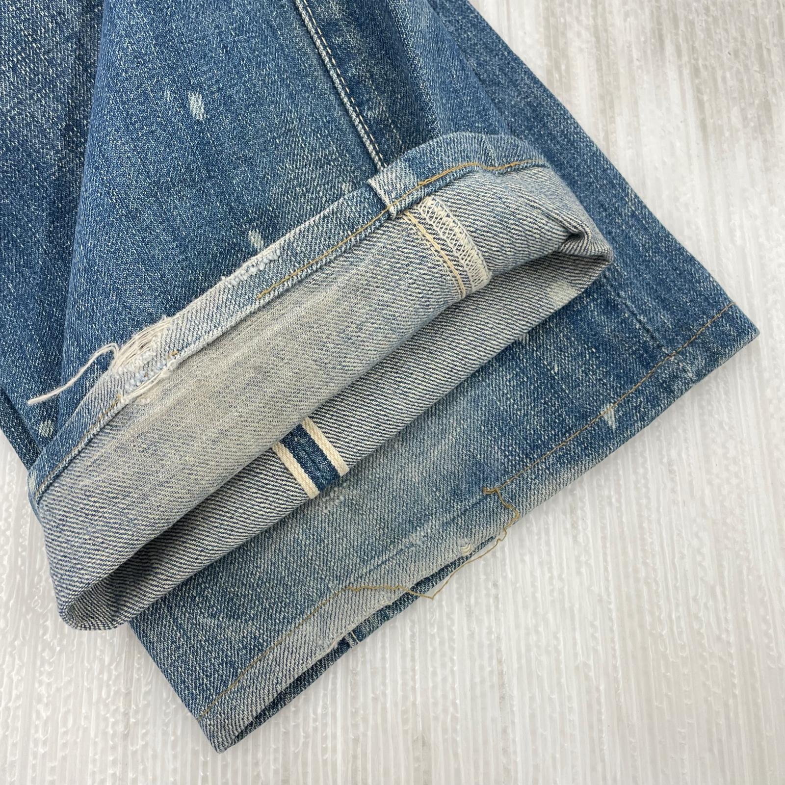 デニムパンツ 44501 BIGE ペイント ダメージ加工 インディゴ (32) 32 ブルー