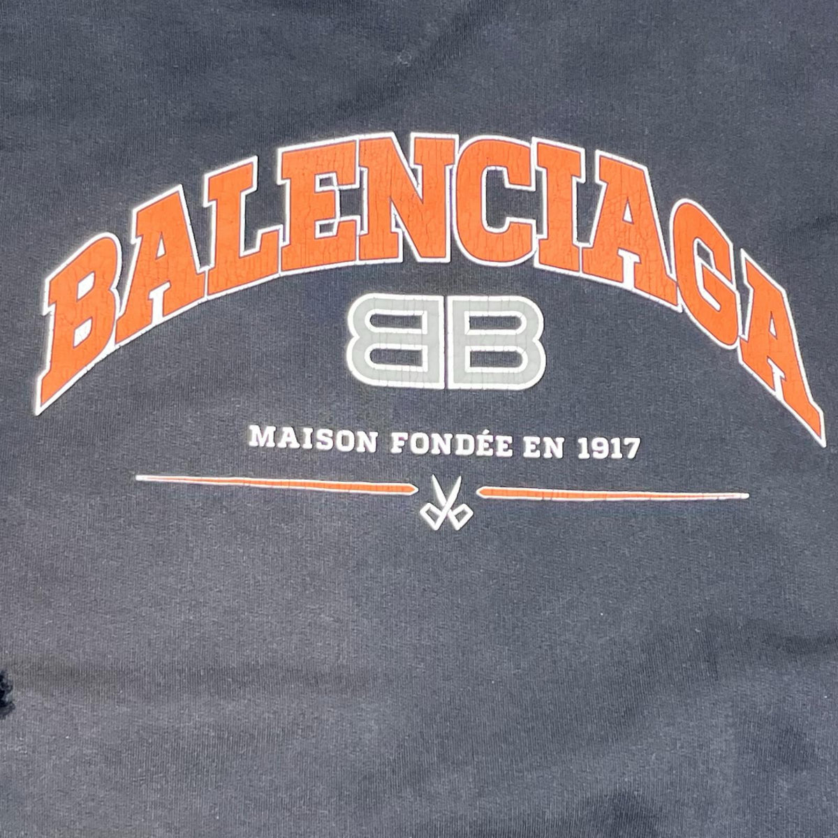 Balenciaga カレッジロゴ クラッシュスウェット ブラック M