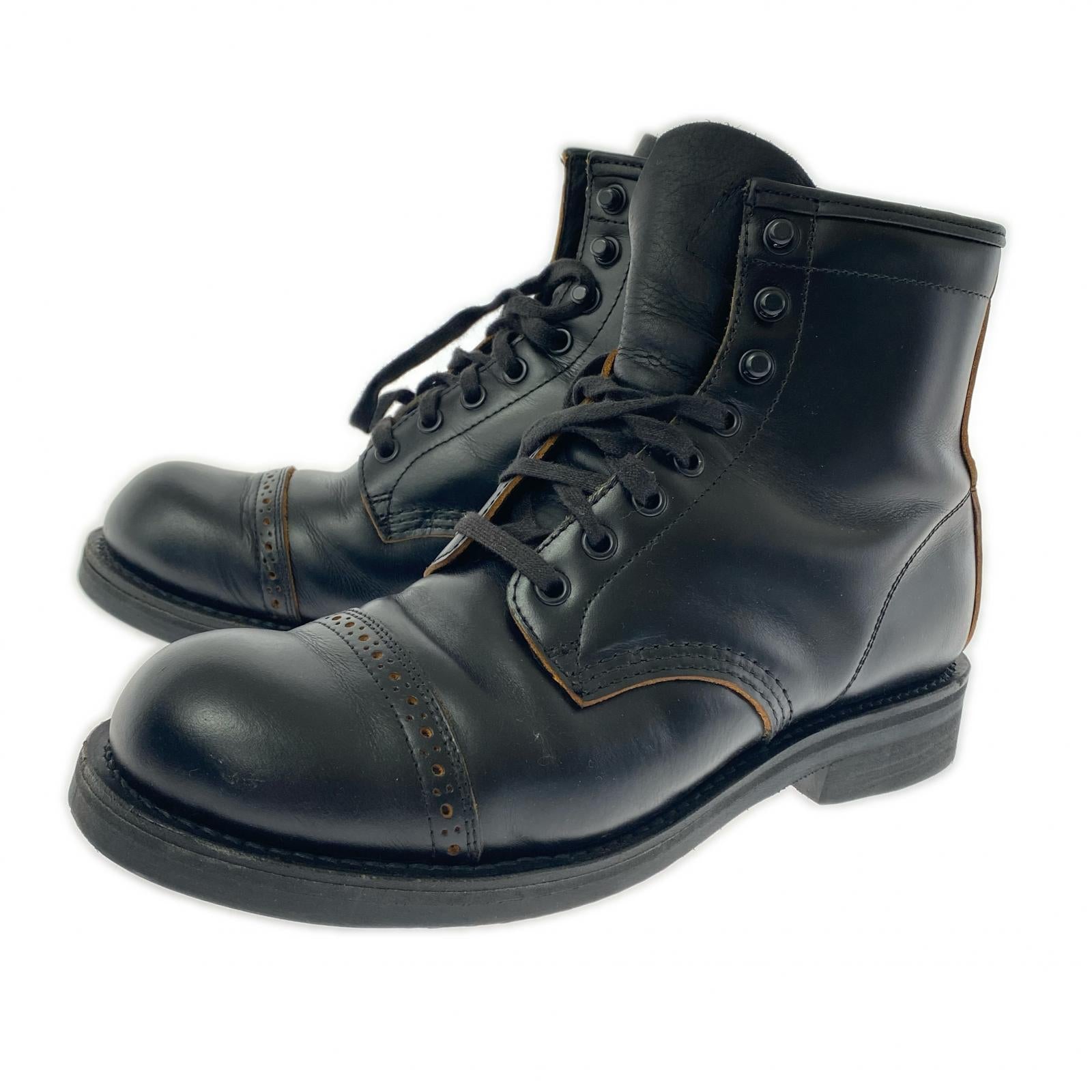 ブーツ HYSTERIC GLAMOUR キャップトゥ レースアップワークブーツ 26.0 ブラック 26cm (US8 UK7 1/2 EU42) ブラック