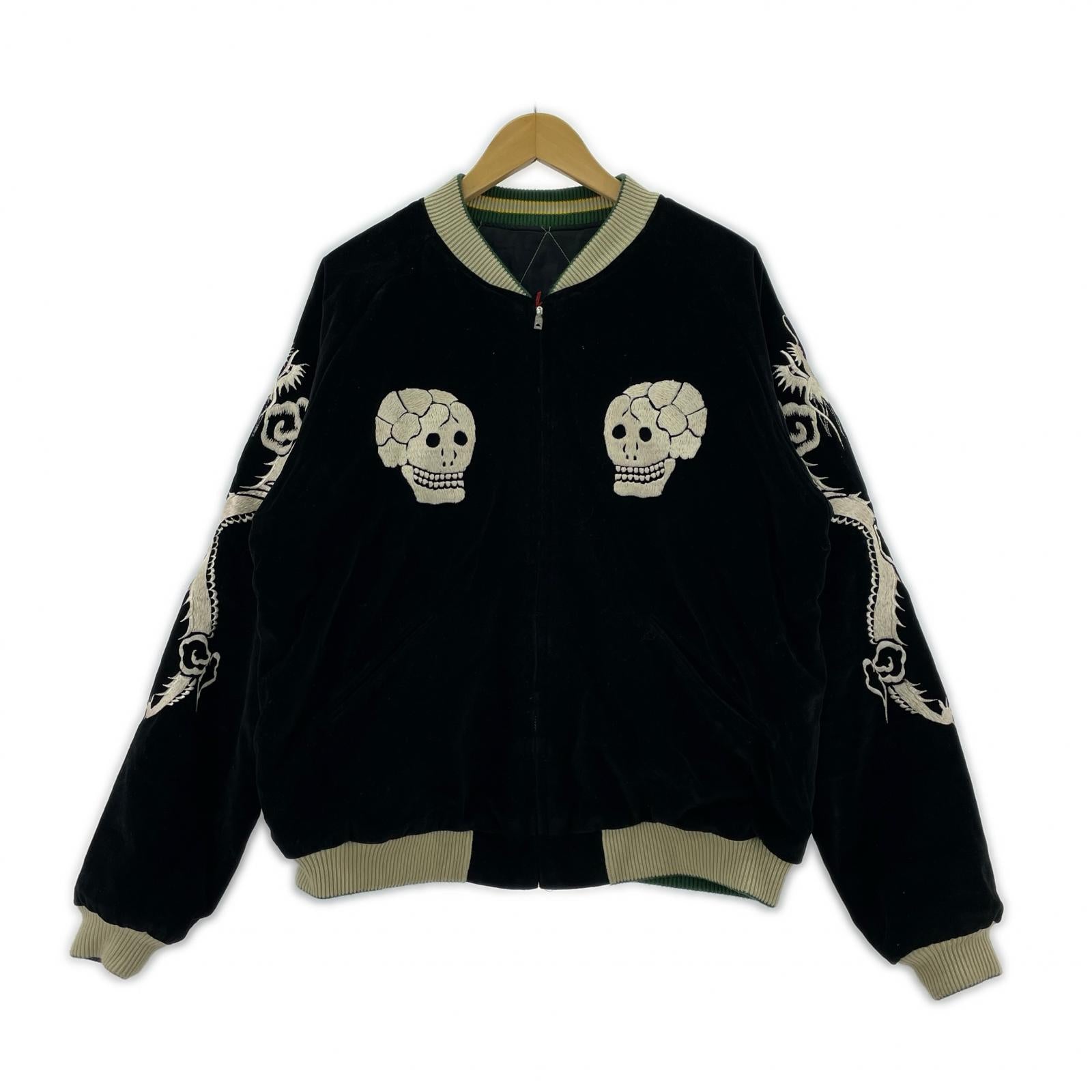 ブルゾン 別珍 スーベニアジャケット SPIDERWEB, SNAKE & SKULL ブラック