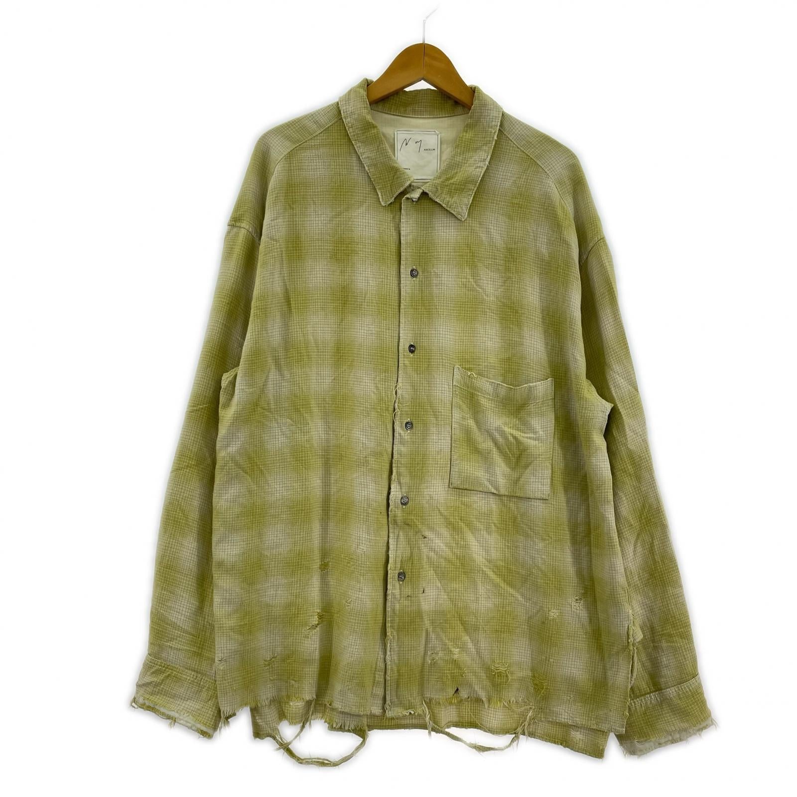 長袖シャツ ANCELLM RAYON CHECK SHIRT クラッシュレーヨンシャツ 2 イエロー 2 イエロー