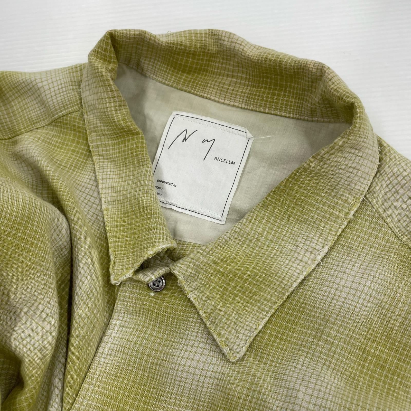 長袖シャツ ANCELLM RAYON CHECK SHIRT クラッシュレーヨンシャツ 2 イエロー 2 イエロー