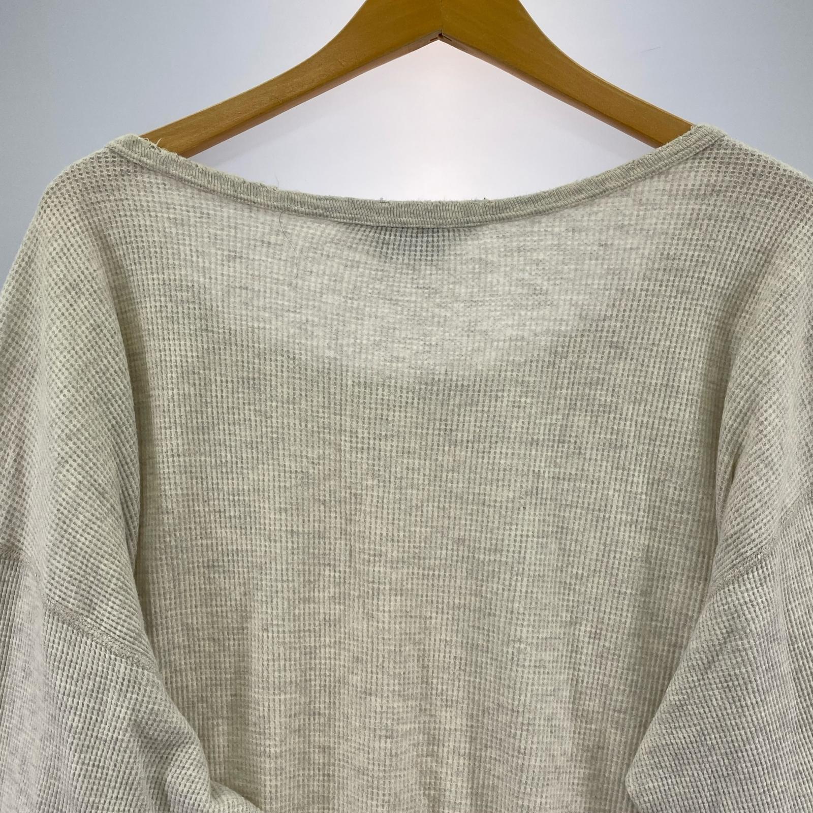 長袖Ｔシャツ ANCELLM 23AW DAMAGE WAFFLE CREW LS T-SHIRT ダメージサーマルカットソー 3 アイボリー