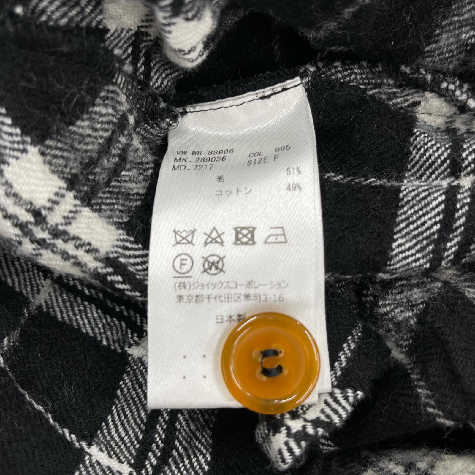 長袖シャツ Vivienne Westwood Men ウールシャツ チェック 黒白 フリー ブラック