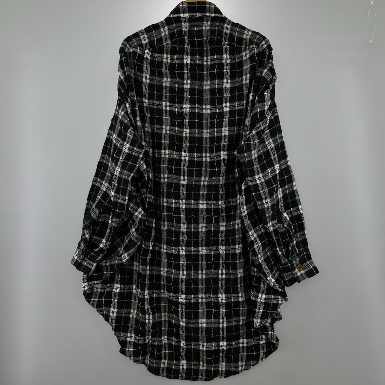 長袖シャツ Vivienne Westwood Men ウールシャツ チェック 黒白 フリー ブラック