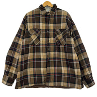 長袖シャツ lumber jack ウールチェックシャツ ブラウン L ブラウン