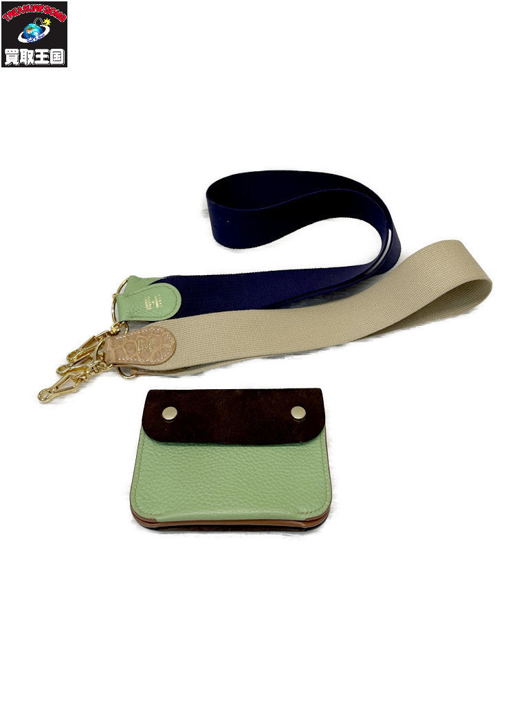 コンパクトウォレット SUN/kakke WALLET SUN/kakke ｼｮﾙﾀﾞｰｽﾄﾗｯﾌﾟ付 ｺﾝﾊﾟｸﾄｳｫﾚｯﾄ ﾌﾞﾗｳﾝ ｸﾞﾘｰﾝ