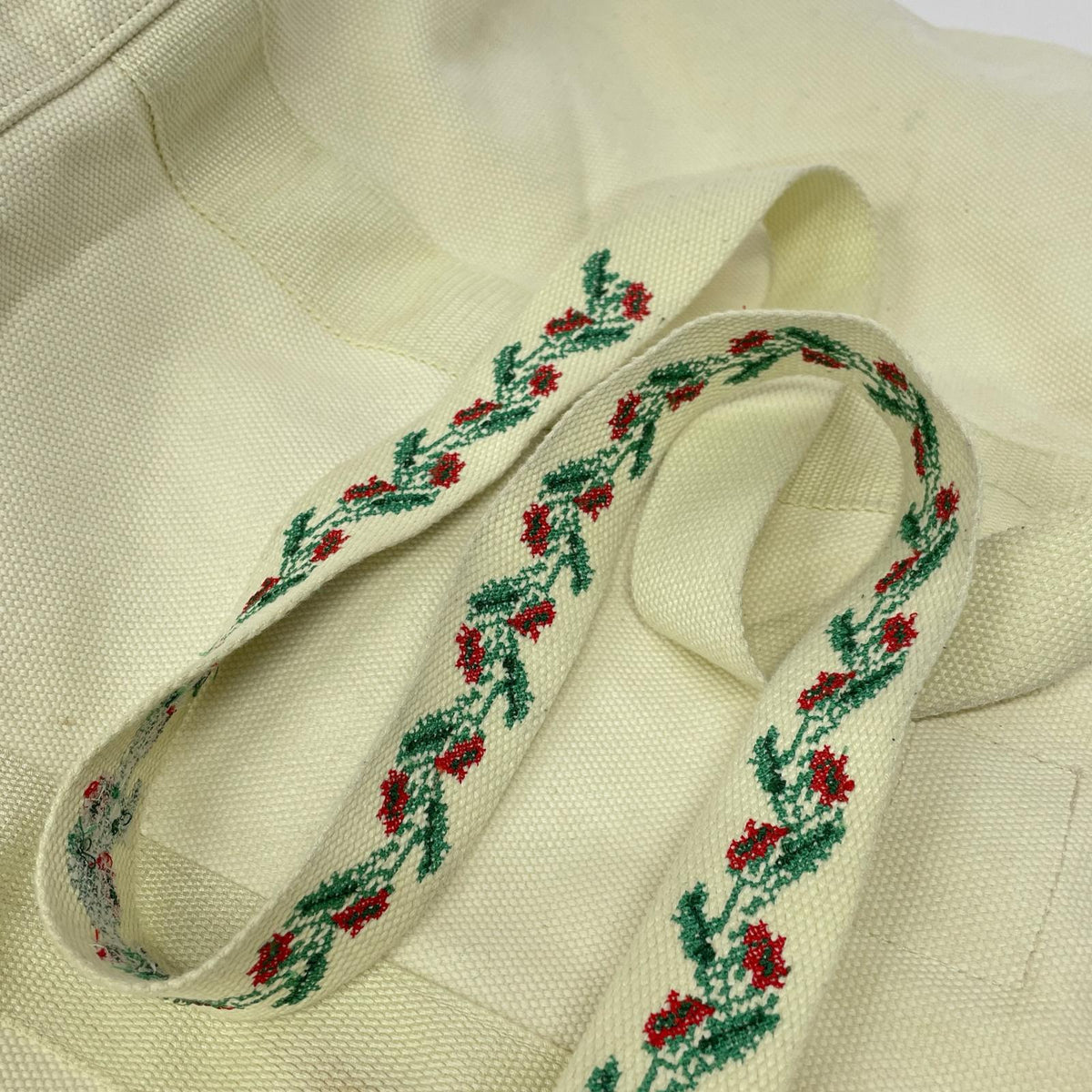 ショルダーバッグ SON OF THE CHEESE 3WAY Flower cross stitch Canvas トートバッグ アイボリー