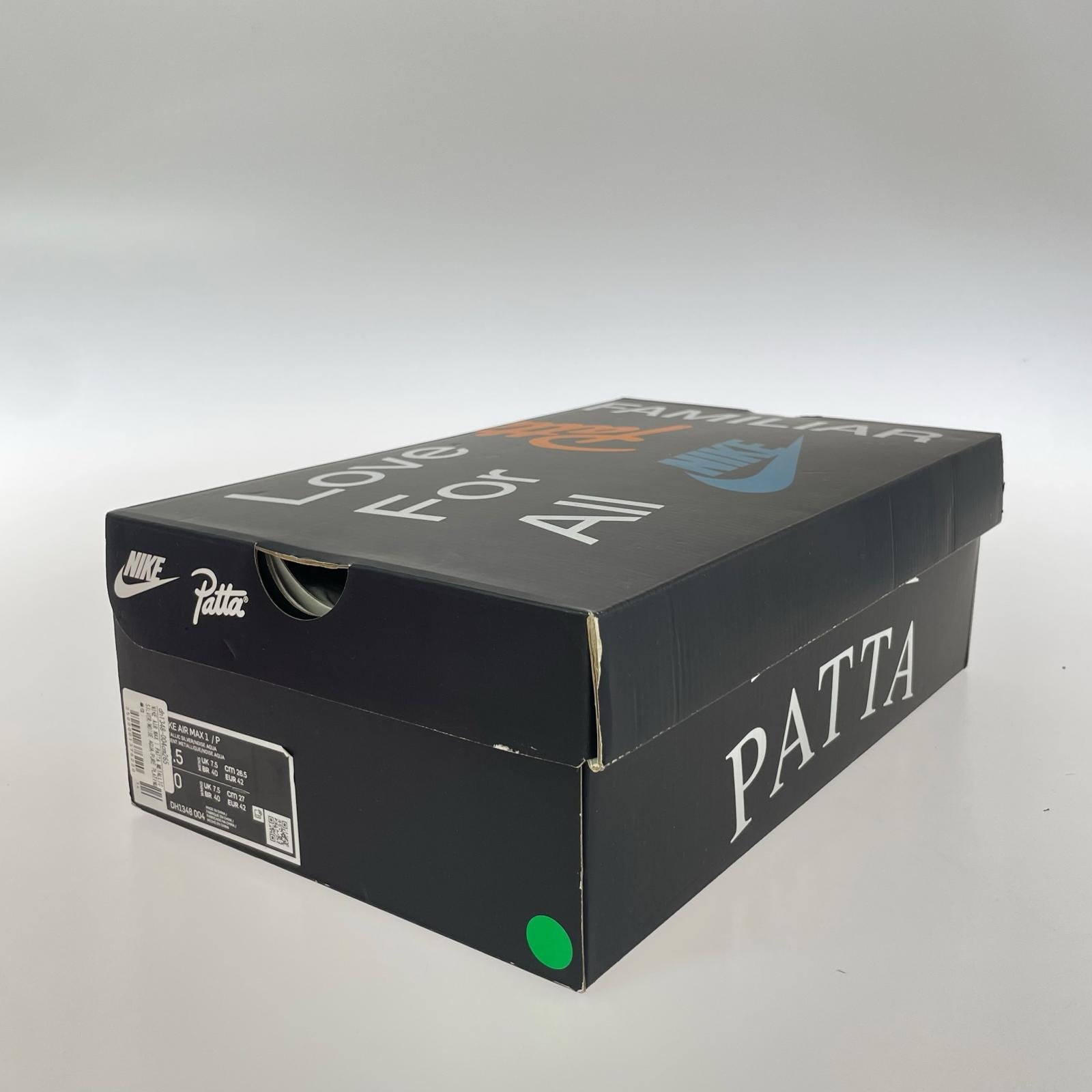 スニーカー Patta × Nike Air Max 1 "Noise Aqua　26.5 26.5cm (US8 1/2 UK8 EU43) ブルー