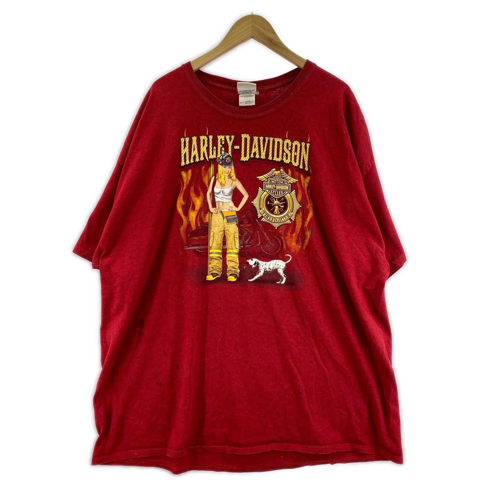 半袖Ｔシャツ ガール 犬 両面プリント 赤 3XL レッド