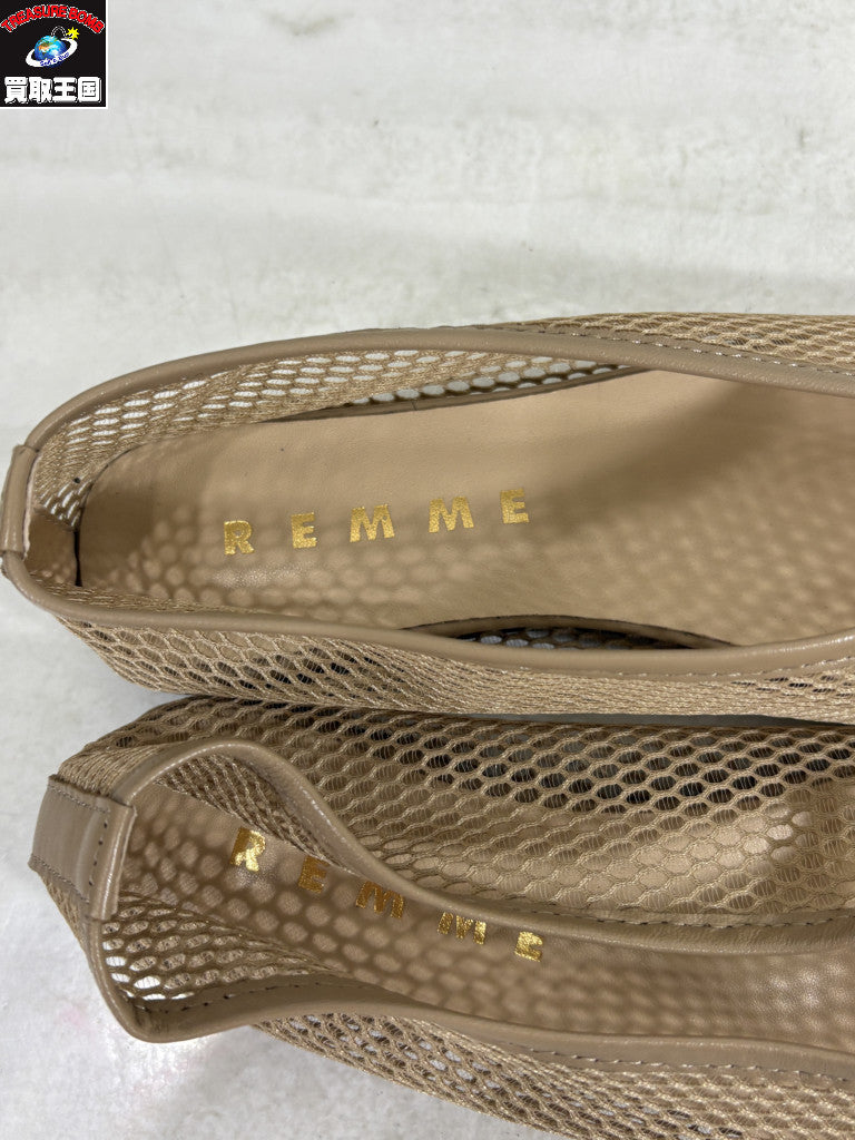 シューズ REMME メッシュスリッポン 36 ベージュ