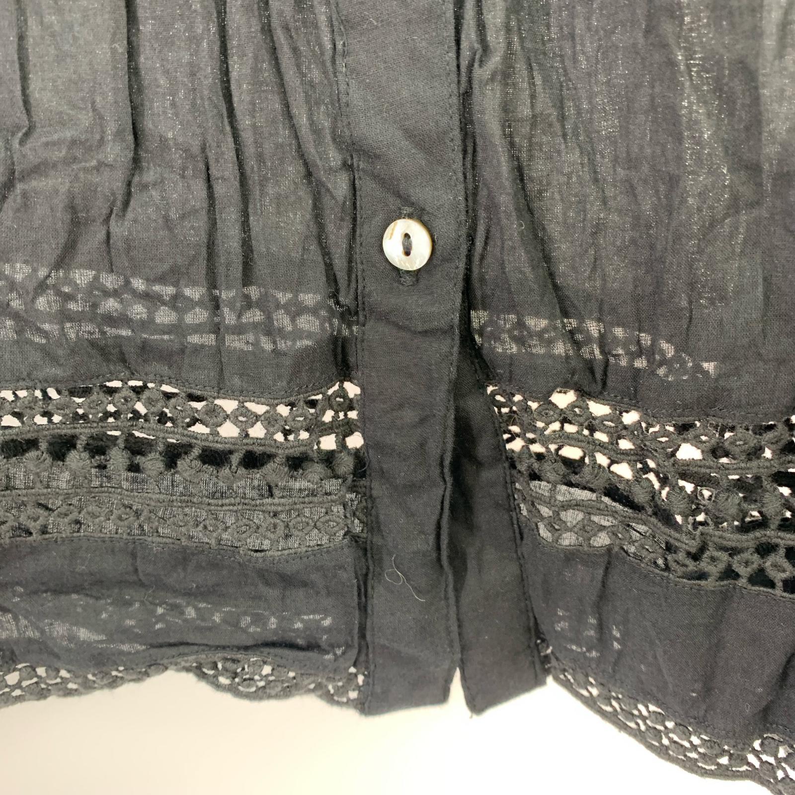 半袖シャツ de base オオラカ 25SS インドコットン レースフリルブラウス 黒 3 ブラック