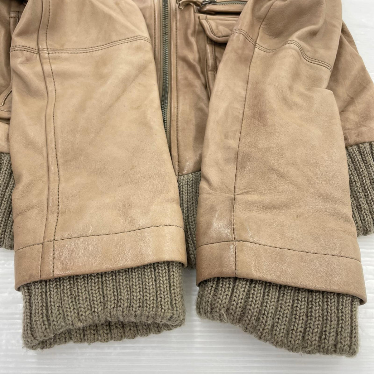レザージャケット Leather Multi Pocket Jacket BEG 38 ベージュ