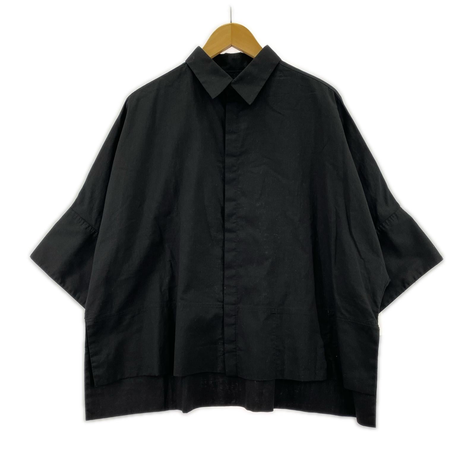 半袖シャツ THIN COTTON TWILL WIDE CUFFS SHIRT Y's 2 ブラック