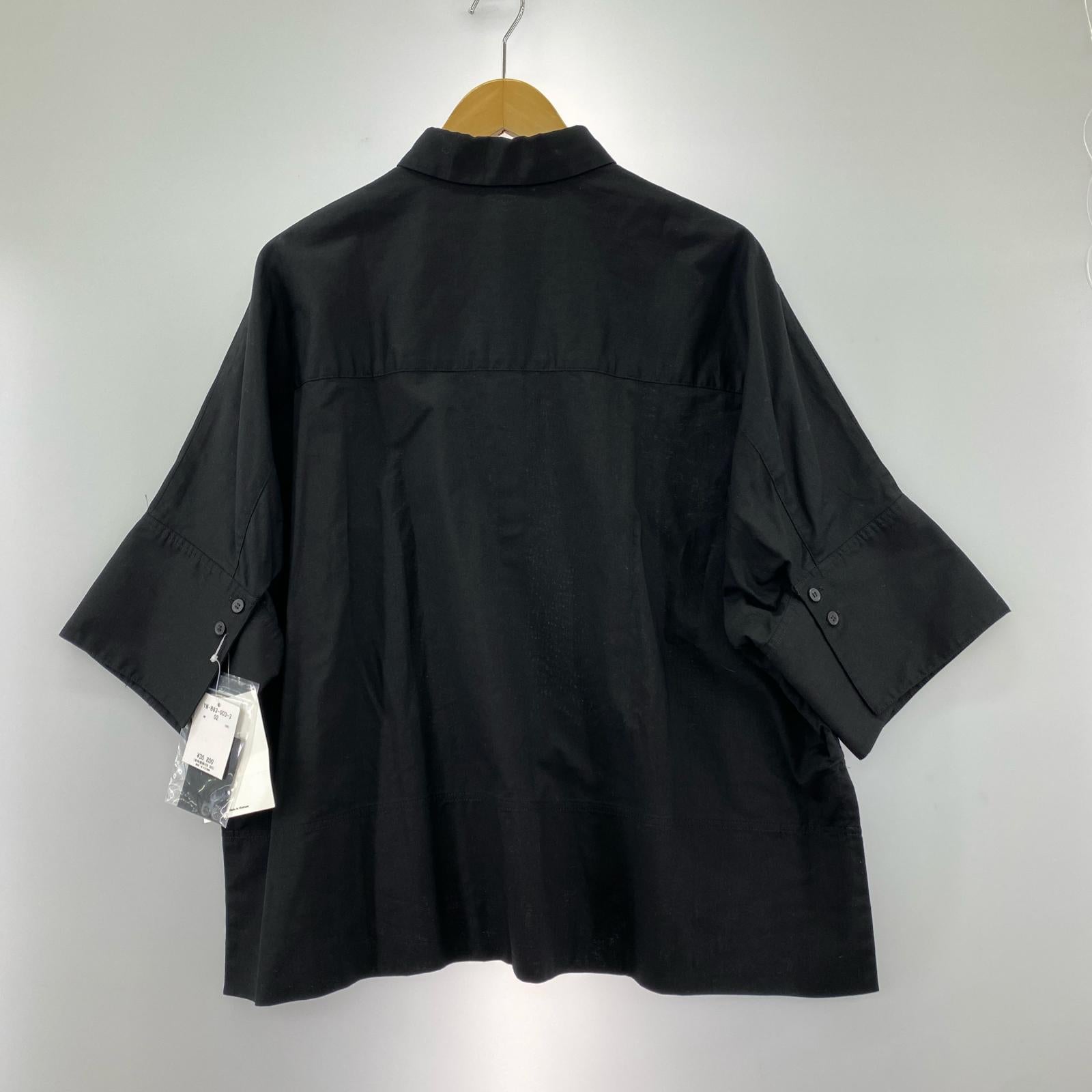 半袖シャツ THIN COTTON TWILL WIDE CUFFS SHIRT Y's 2 ブラック