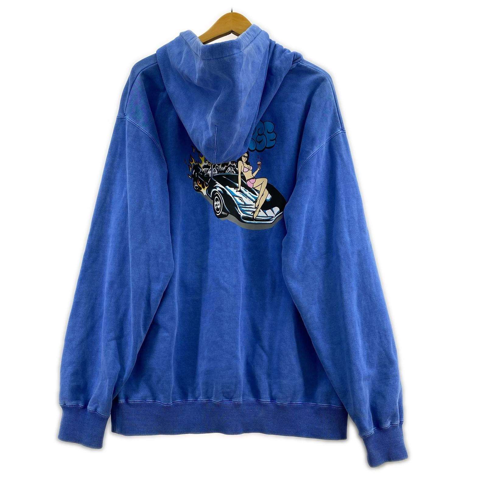 パーカー 21AW バックプリント 青(L) L