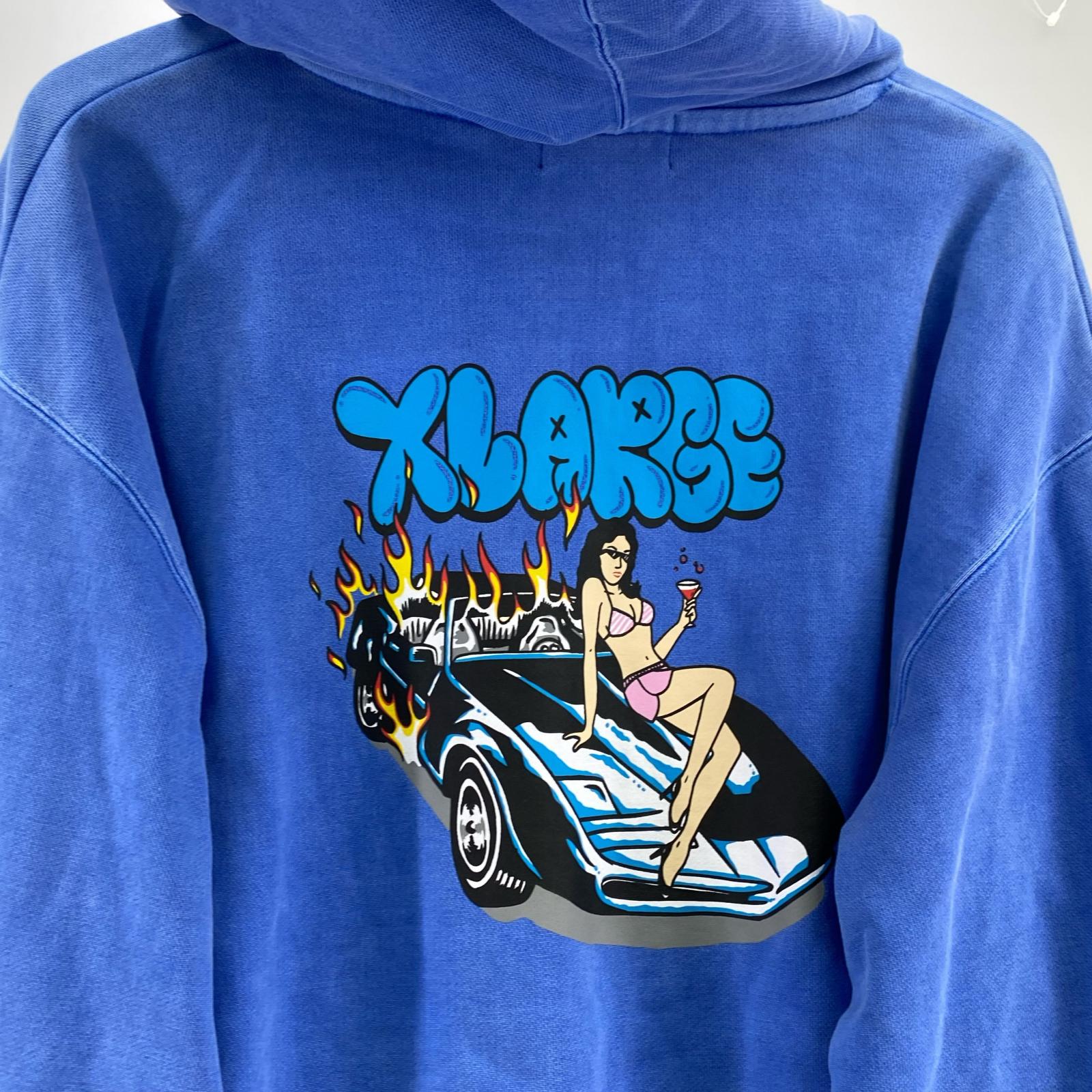 パーカー 21AW バックプリント 青(L) L