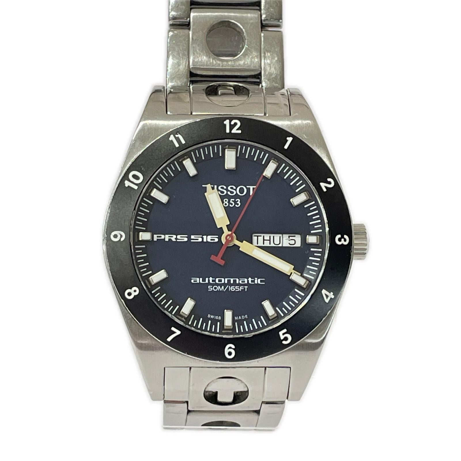 腕時計 TISSOT PRS516 デイデイト 裏スケ 自動巻 ネイビー