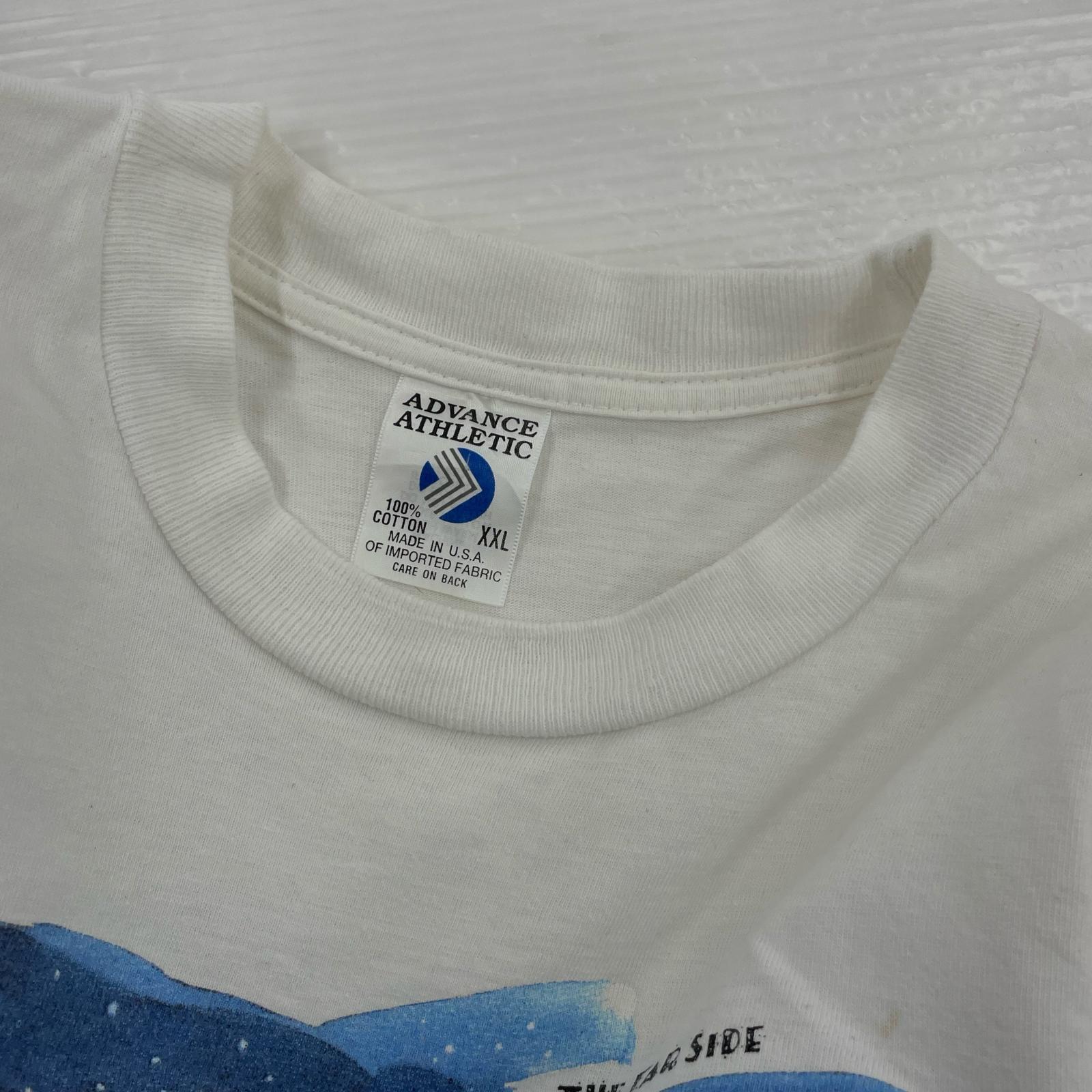 半袖Ｔシャツ 90s THE FAR SIDE サンタ×トナカイ クラッシュプリントTee XXL ホワイト ホワイト