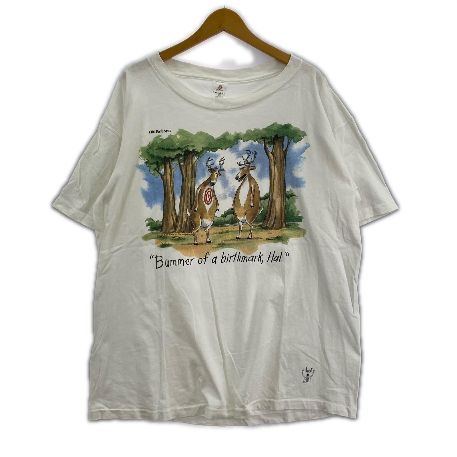 半袖Ｔシャツ 90s THE FAR SIDE トナカイターゲット プリントTee XL ホワイト ホワイト