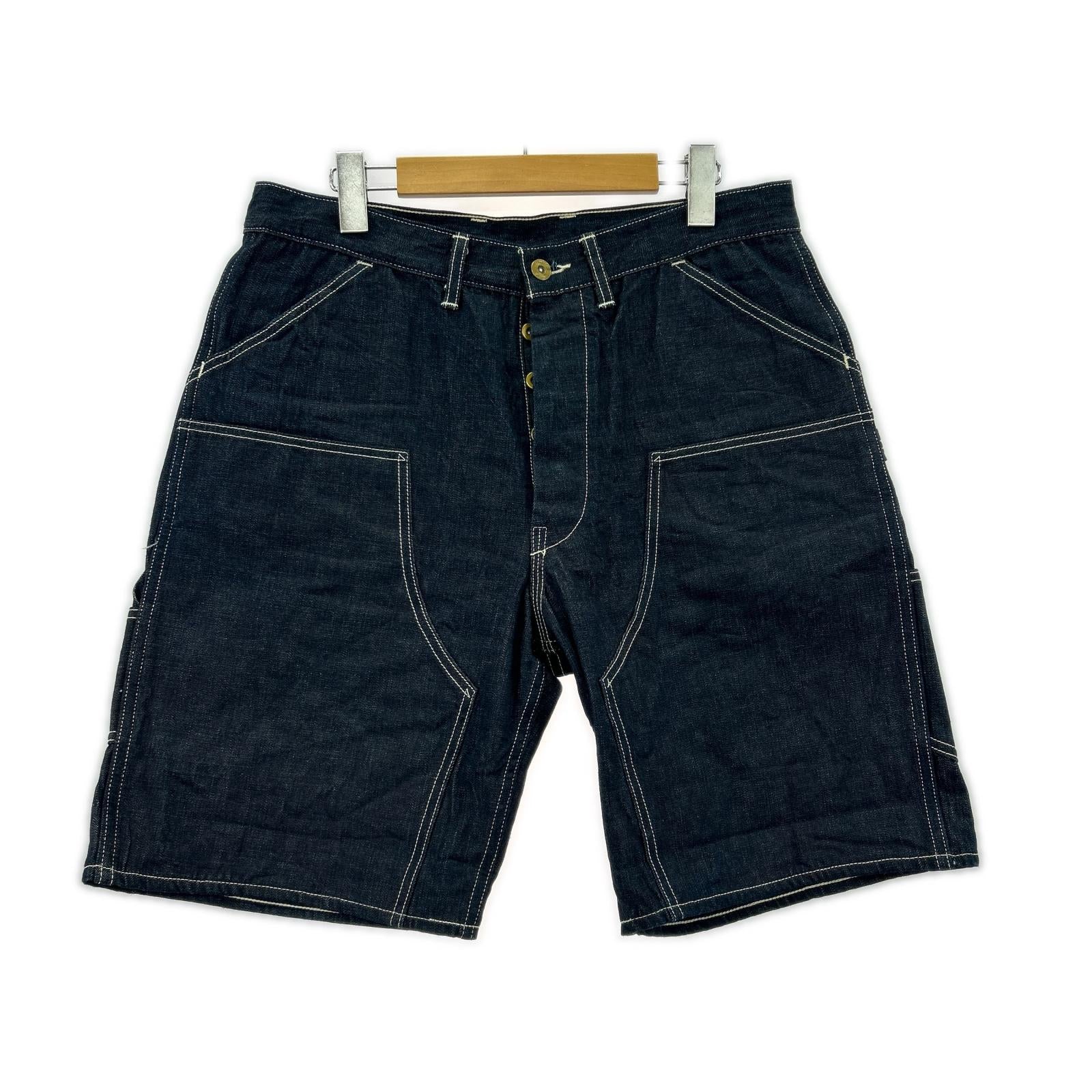 ショートパンツ ダブルニー デニムショーツ (W32) 32 ネイビー