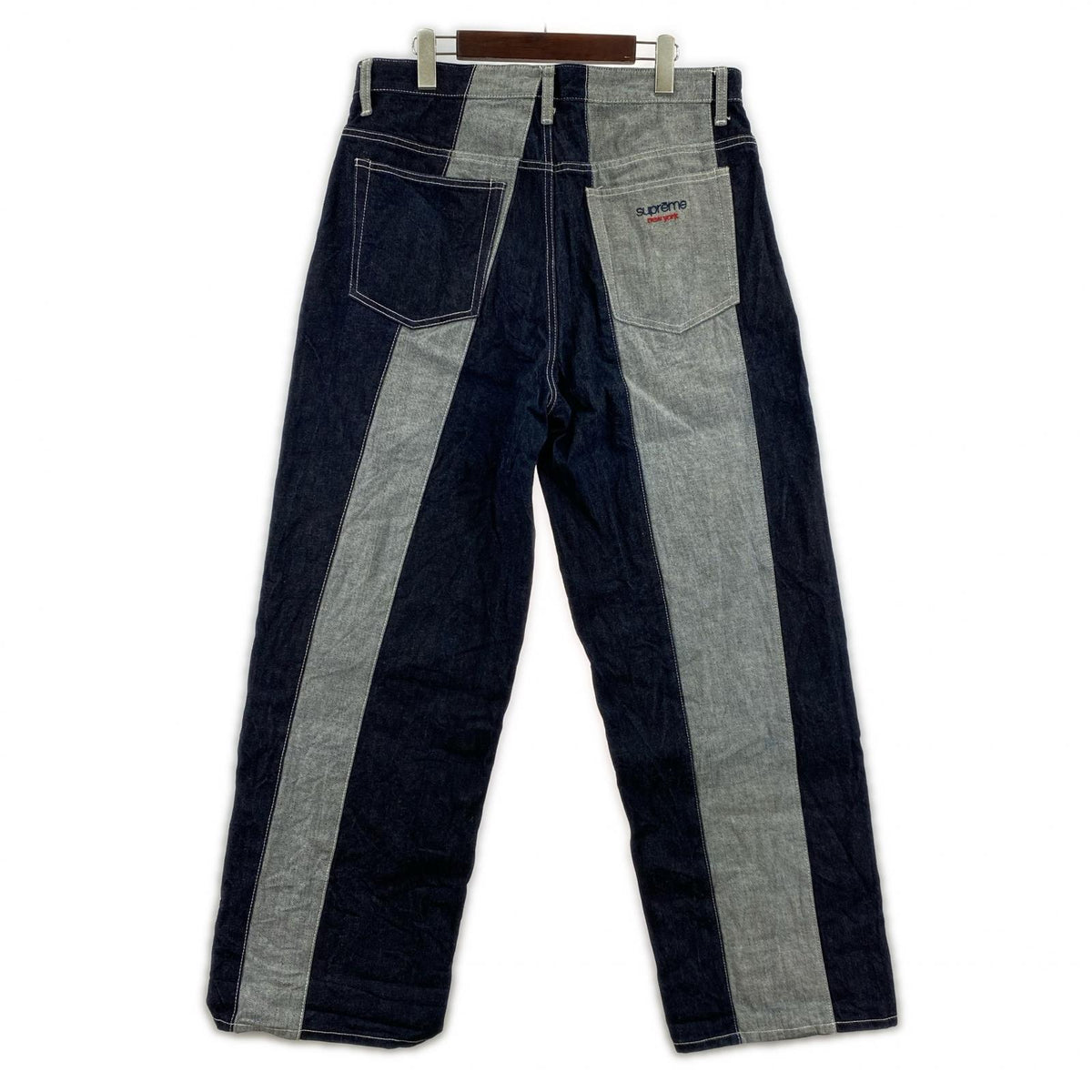デニムパンツ Supreme 25ss Paneled Stripe Baggy Jean Indigo 32 32 ネイビー