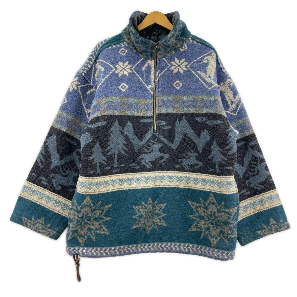 ジャケット 90s ノルディックハーフジッププルオーバー M NVY M