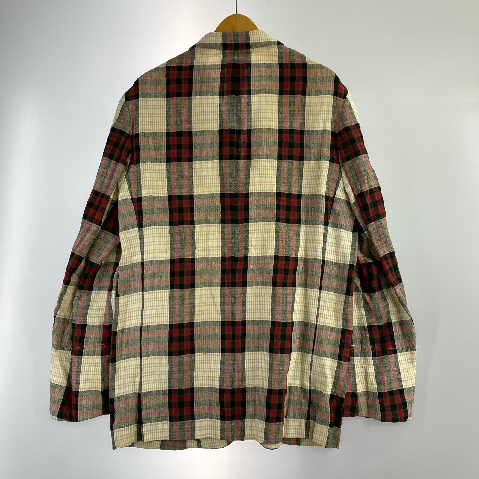 ジャケット COMME des GARCONS HOMME PLUS 00s 田中オム リネンチェックジャケット M 赤系 M