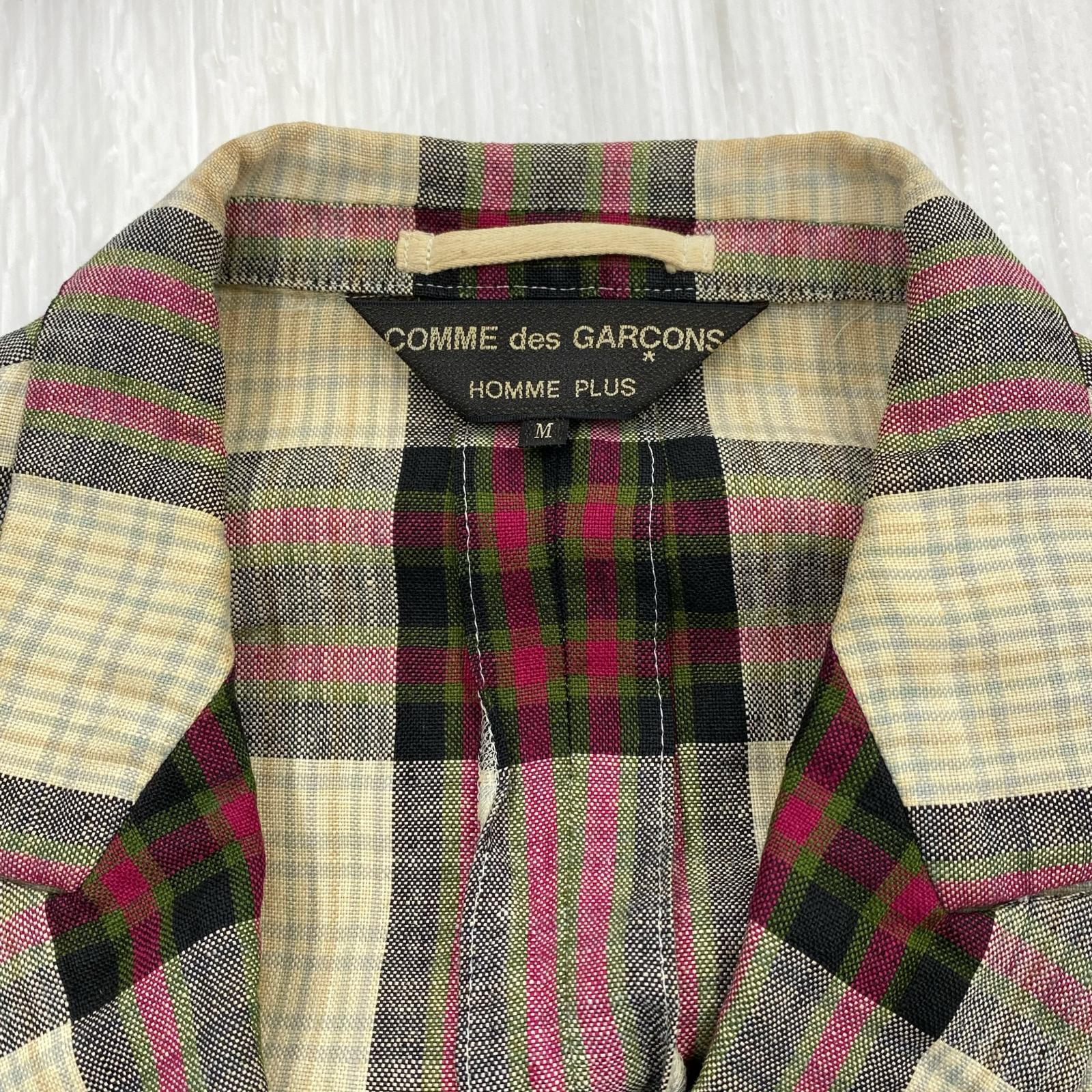 ジャケット COMME des GARCONS HOMME PLUS 00s 田中オム リネンチェックジャケット M 赤系 M