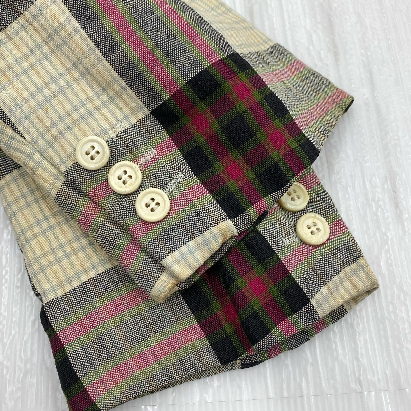ジャケット COMME des GARCONS HOMME PLUS 00s 田中オム リネンチェックジャケット M 赤系 M