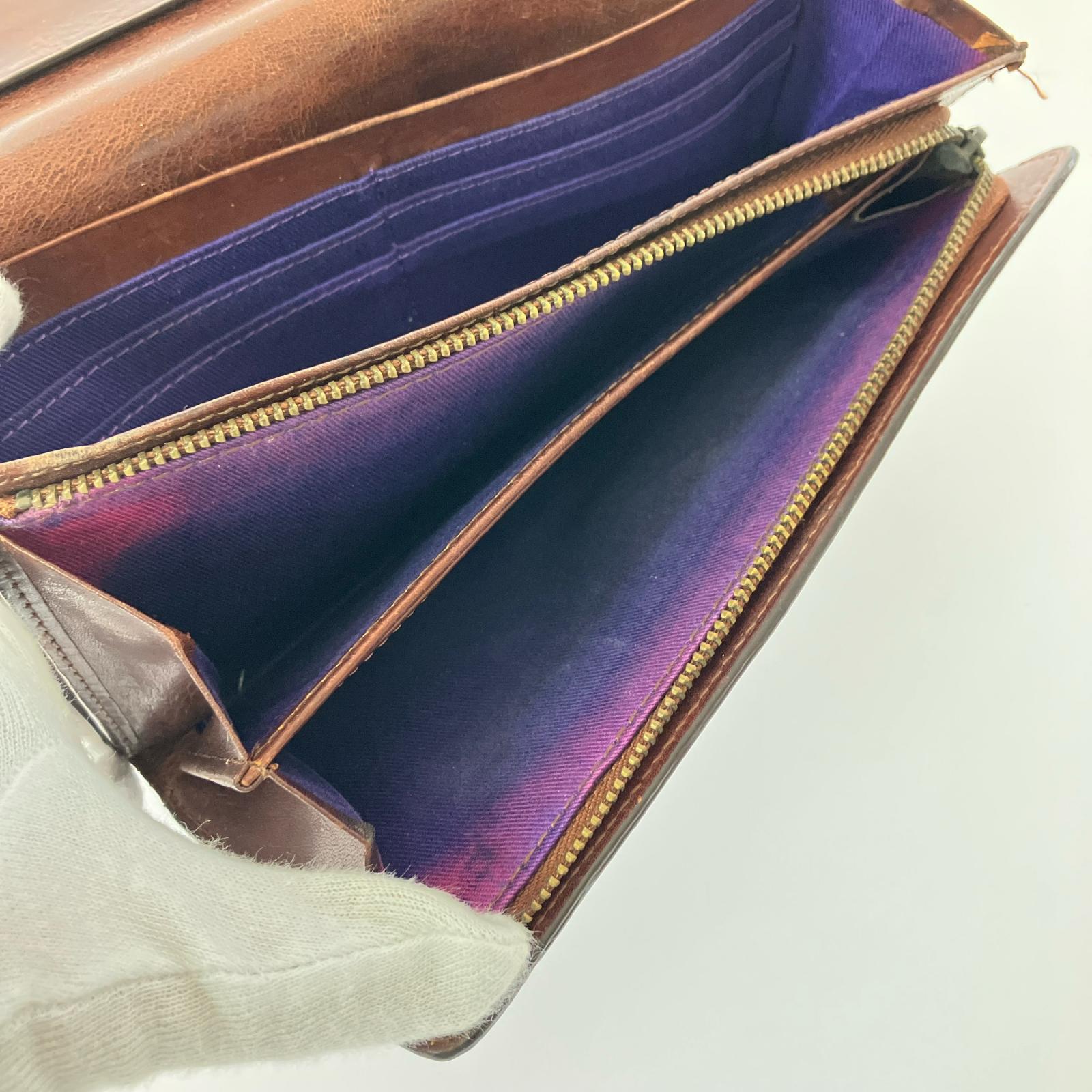 長財布 廃盤品 スカルカットワーク レザーウォレット ブラウン