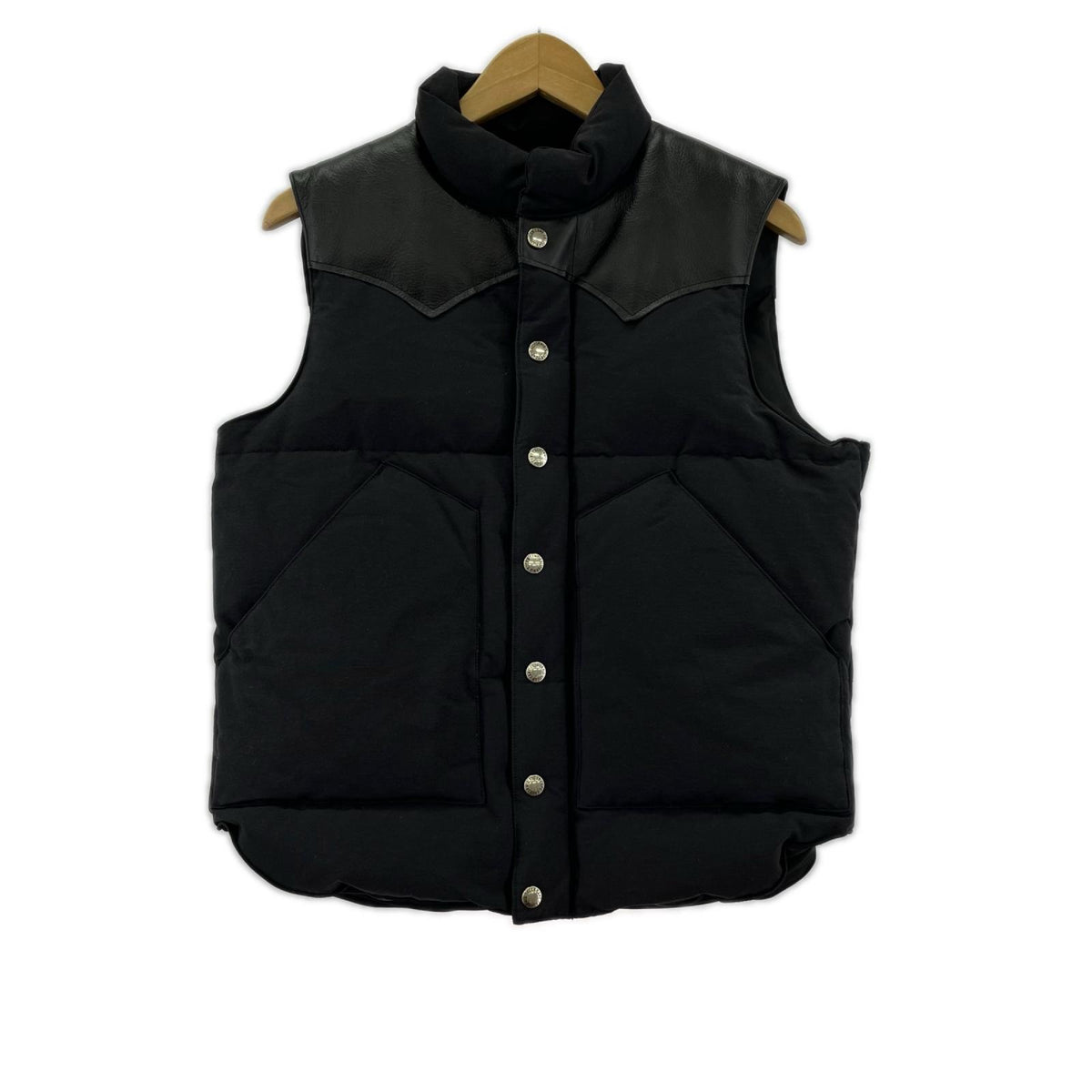 ダウンベスト LATHER YOKE DOWN VEST (S) 黒 S ブラック