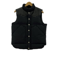 ダウンベスト LATHER YOKE DOWN VEST (S) 黒 S ブラック