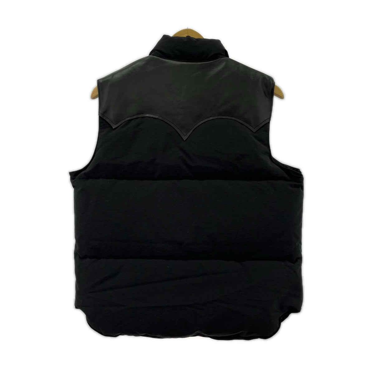 ダウンベスト LATHER YOKE DOWN VEST (S) 黒 S ブラック