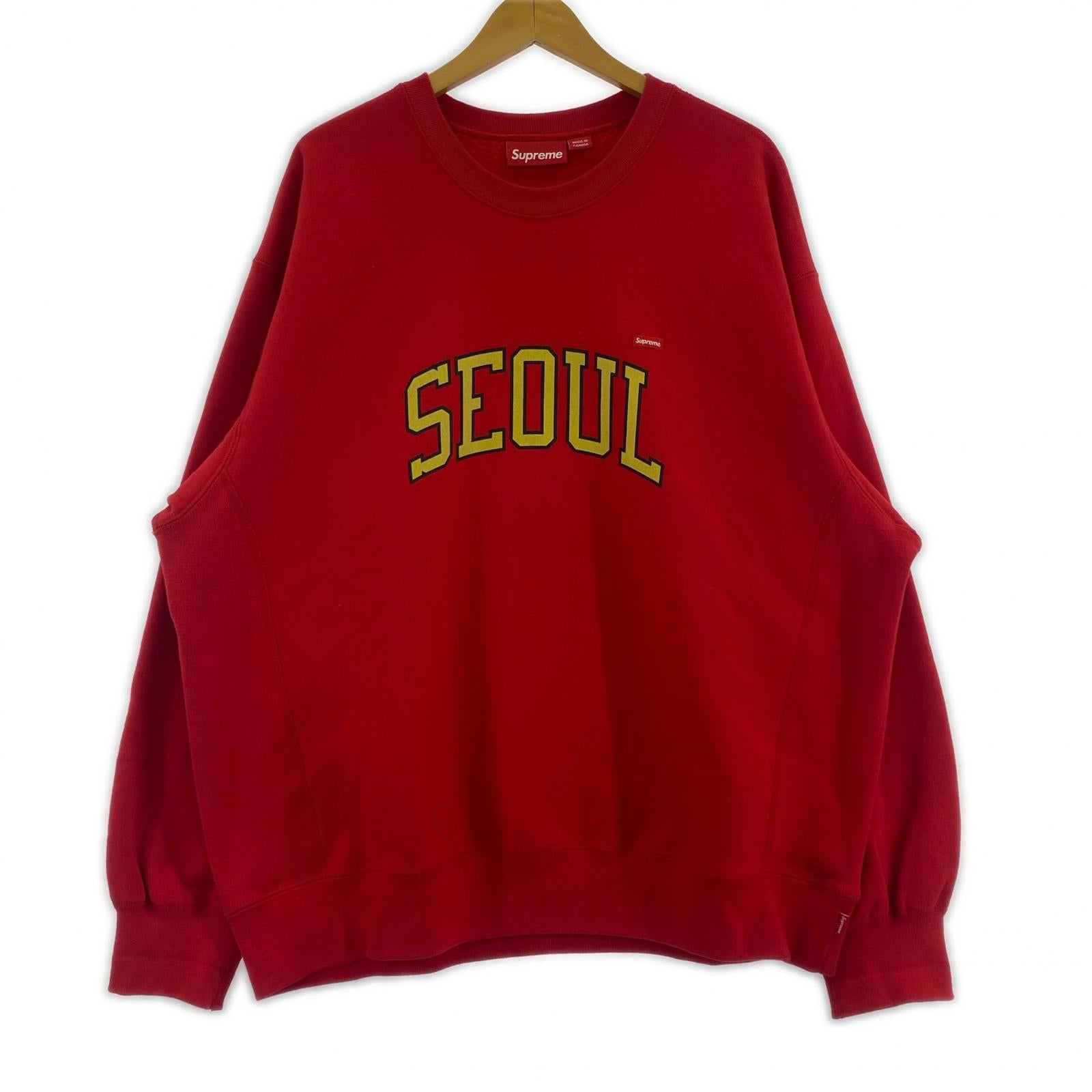 スウェット seoul small logo hoodie L レッド