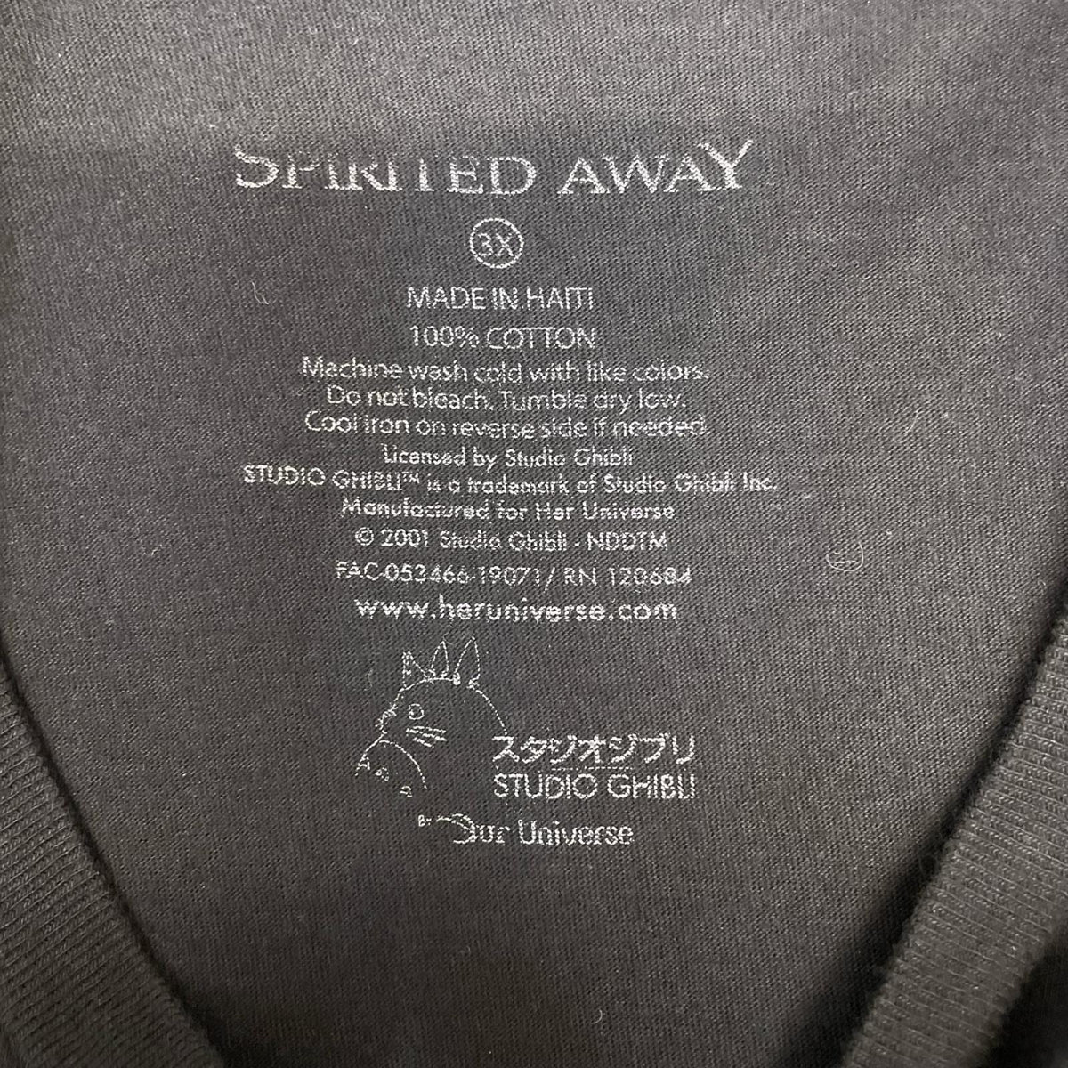 半袖Ｔシャツ 00s 千と千尋の神隠し　スタジオジブリオフィシャル ムービーTシャツ2001年 4L ブラック